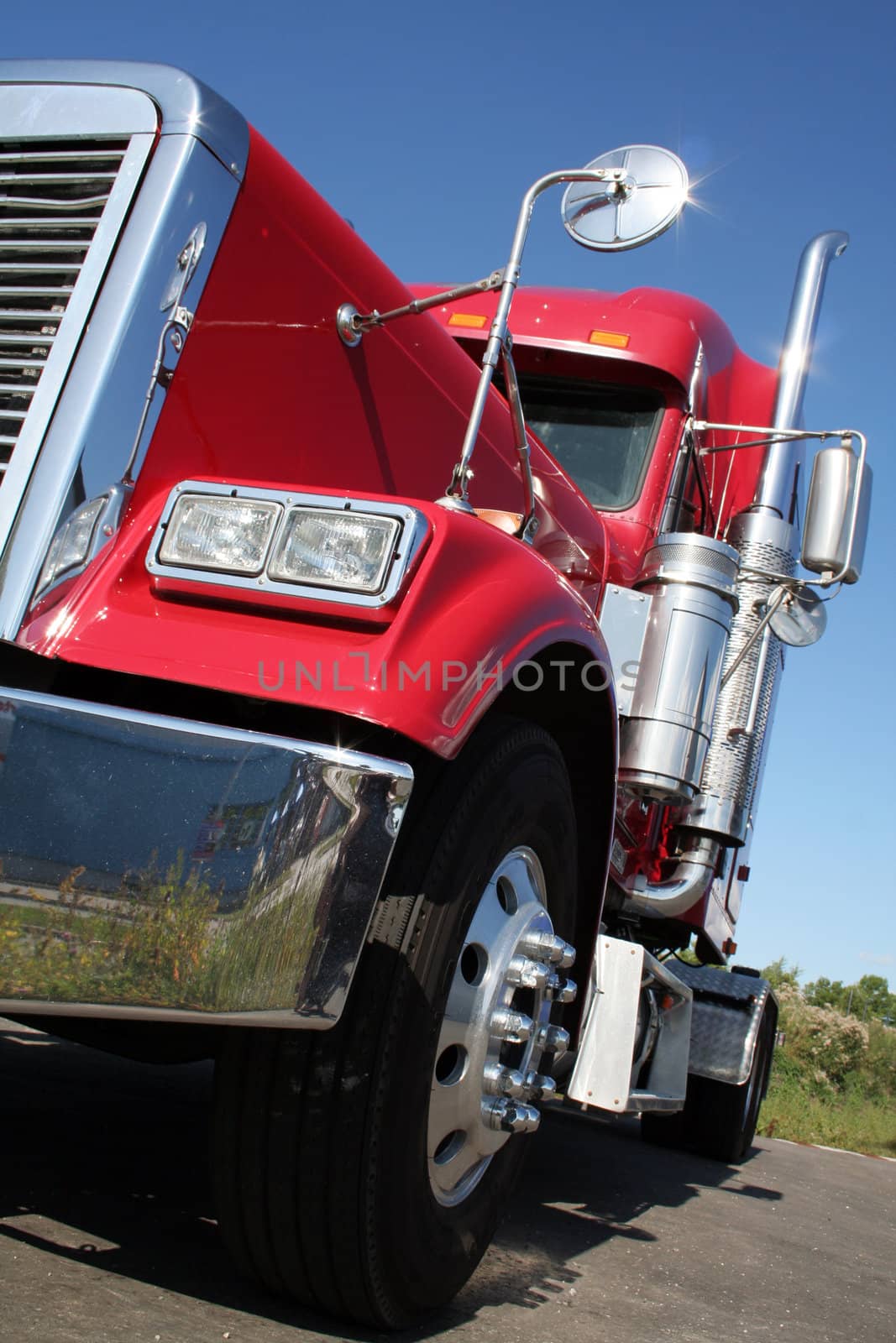 The beautiful red US Truck with chrome