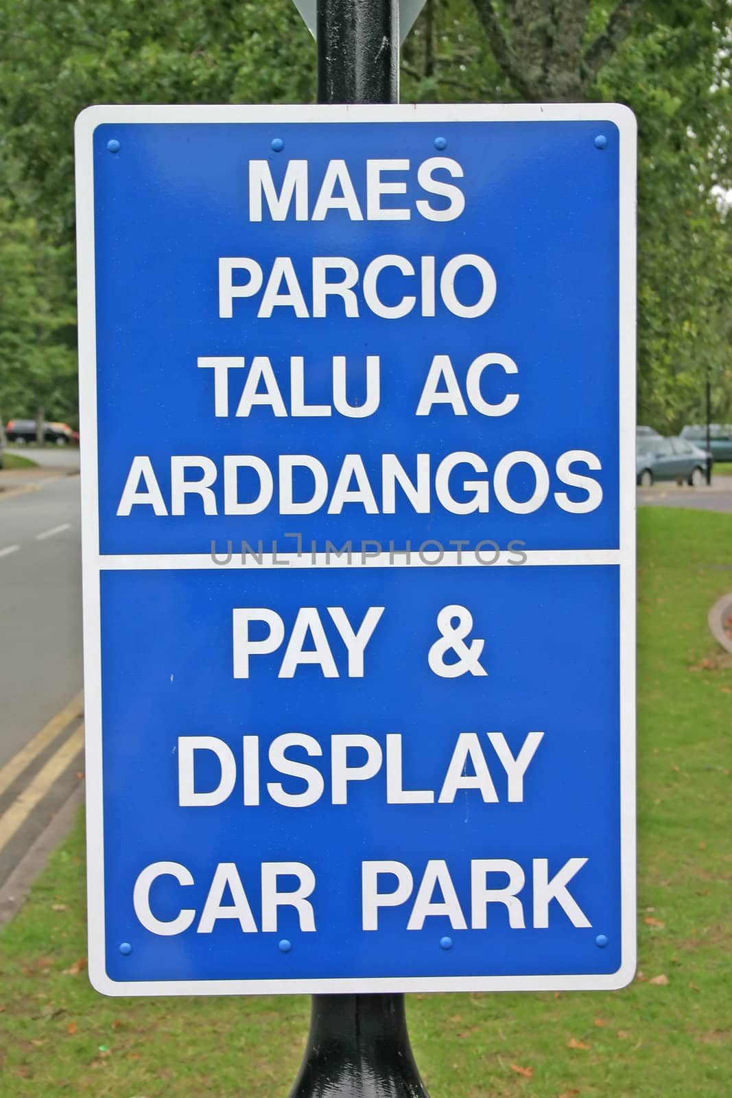 Bilingual English Welsh Car Park Sign
