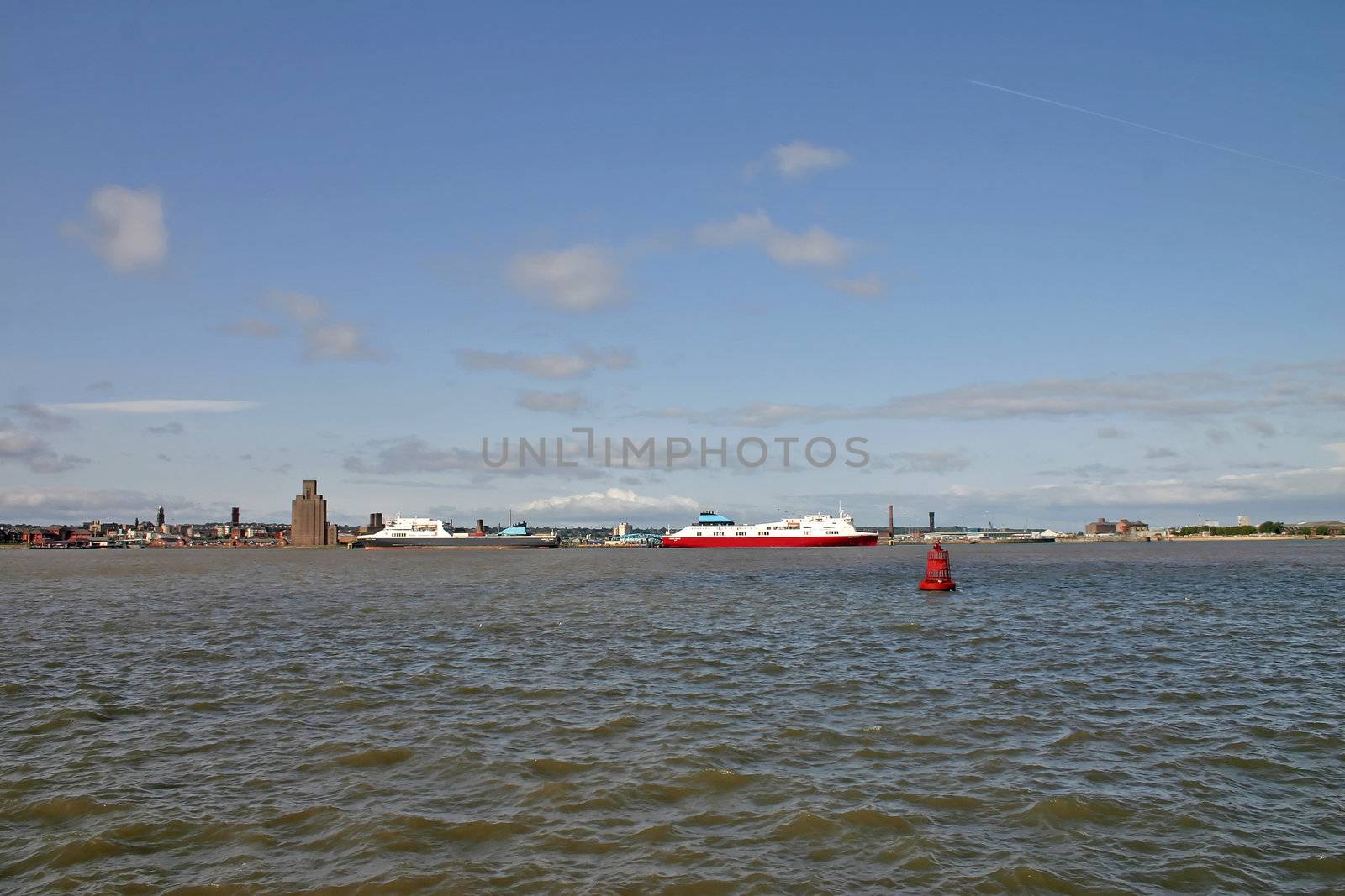 Cargo Ferry Ships on the River Mersey in Liverpool by green308