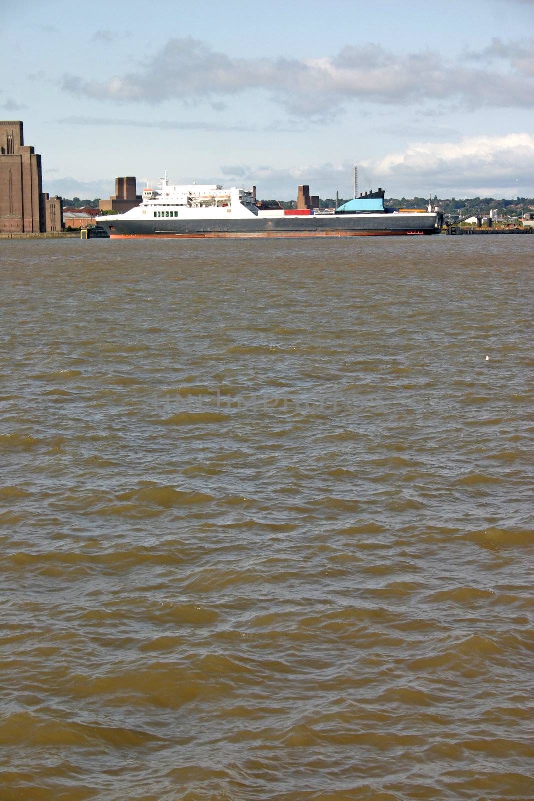 Cargo Ferry Ship on the River Mersey in Liverpool by green308