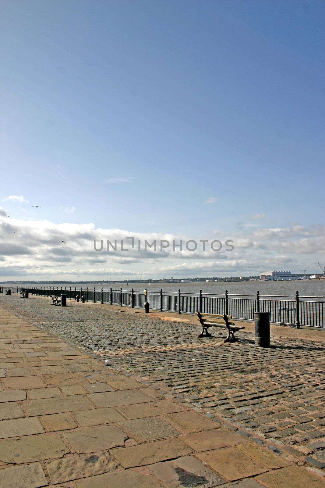 Waterfront Promenade on the River Mersey in Liverpool England UK