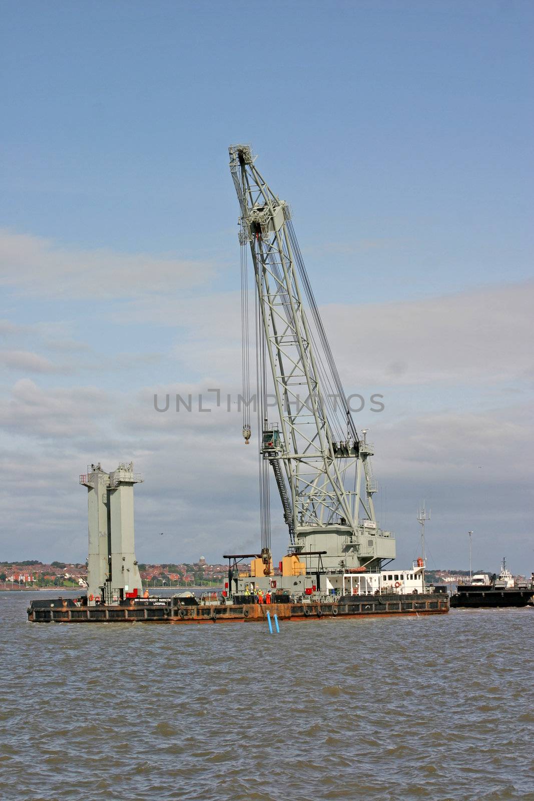 Massive Water Crane Barge on River Mersey in Liverpool England by green308