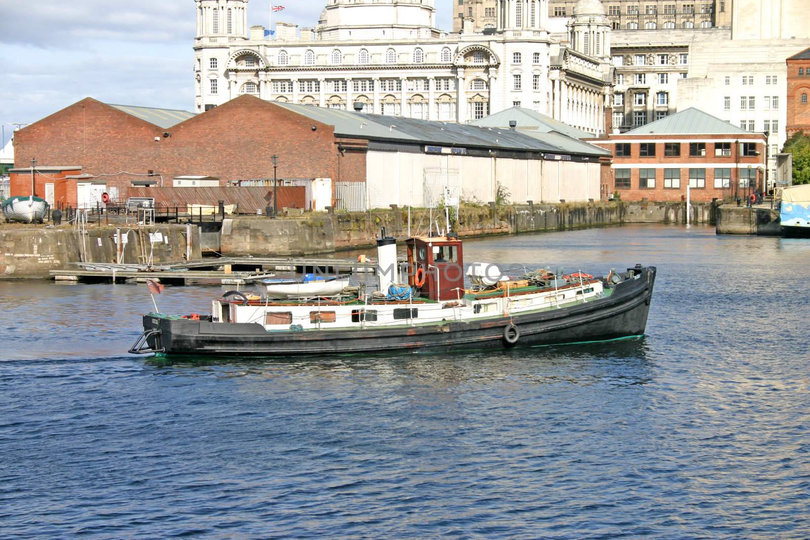 Liverpool Ship Entering the Docks UK England 