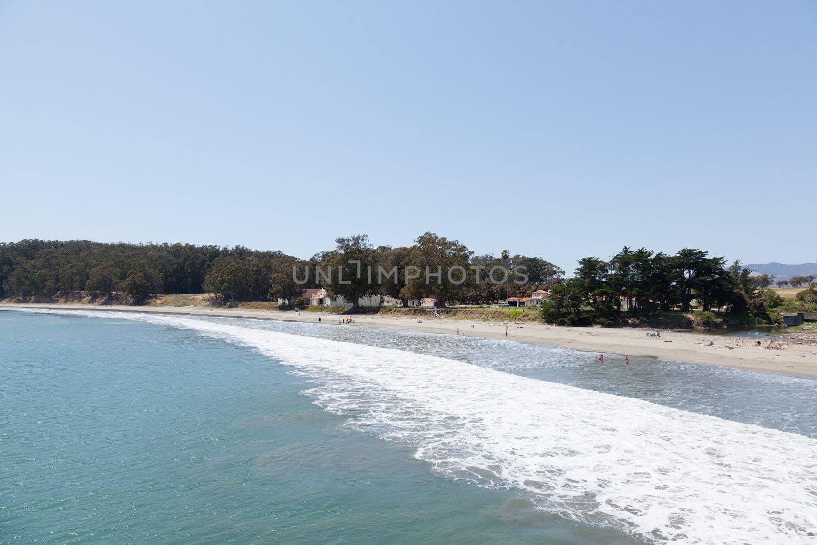 San Simeon State Park is one of the oldest units of the California State Park System. The coastal bluffs and promontories of the scenic park offer unobstructed views of the ocean and rocky shore.