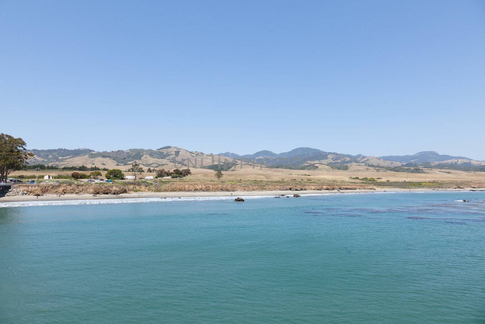 San Simeon State Park is one of the oldest units of the California State Park System. The coastal bluffs and promontories of the scenic park offer unobstructed views of the ocean and rocky shore.