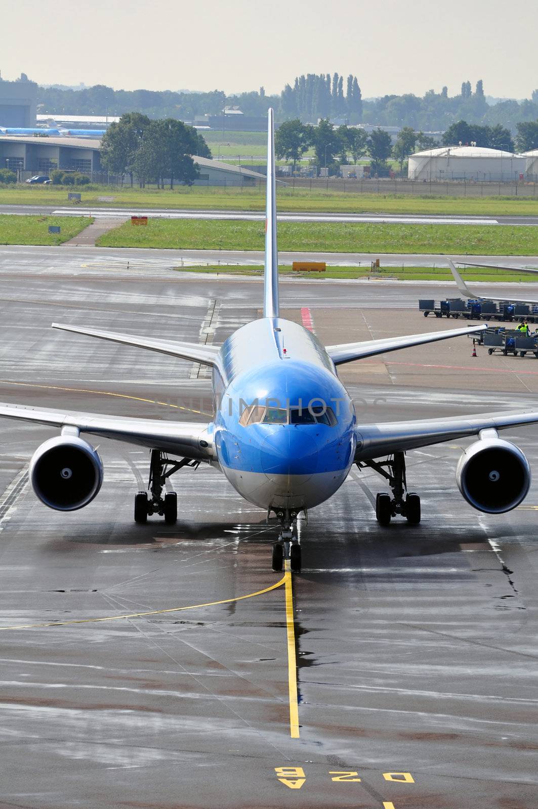 Air transportation: passenger airliner on the ramp.