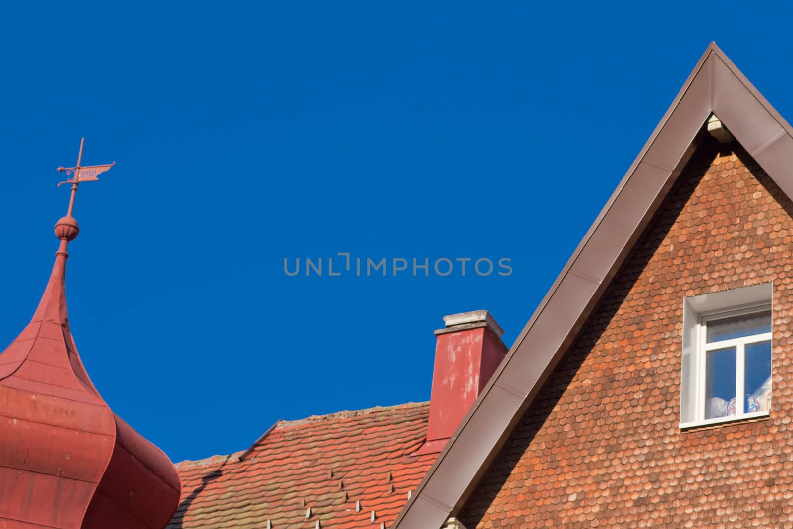 Roof detail of traditional style architecture in Black Forest, rural Germany