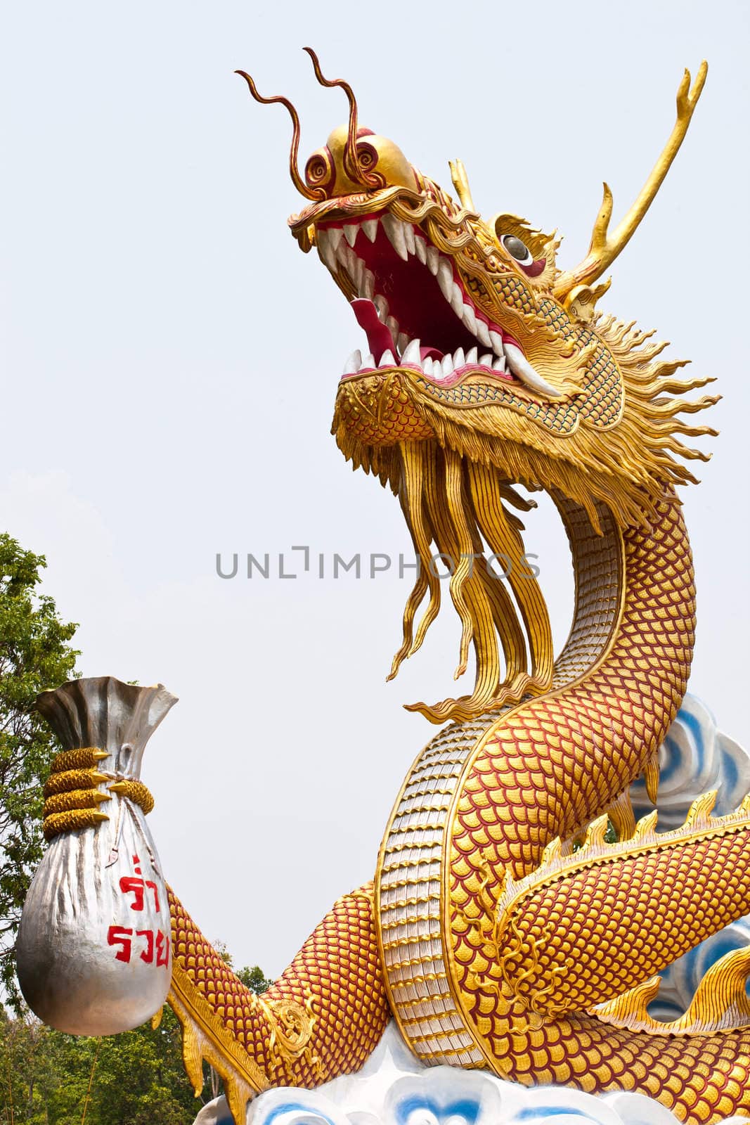 Golden dragon statue in thailand