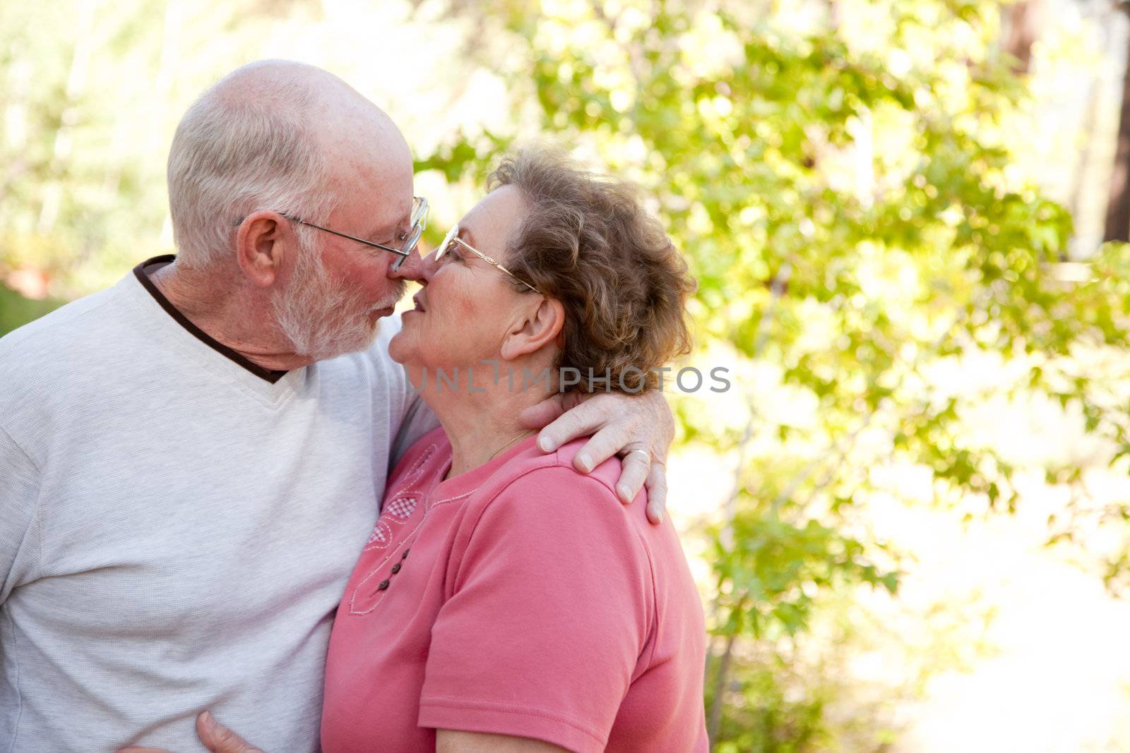 Loving Senior Couple Outdoors by Feverpitched