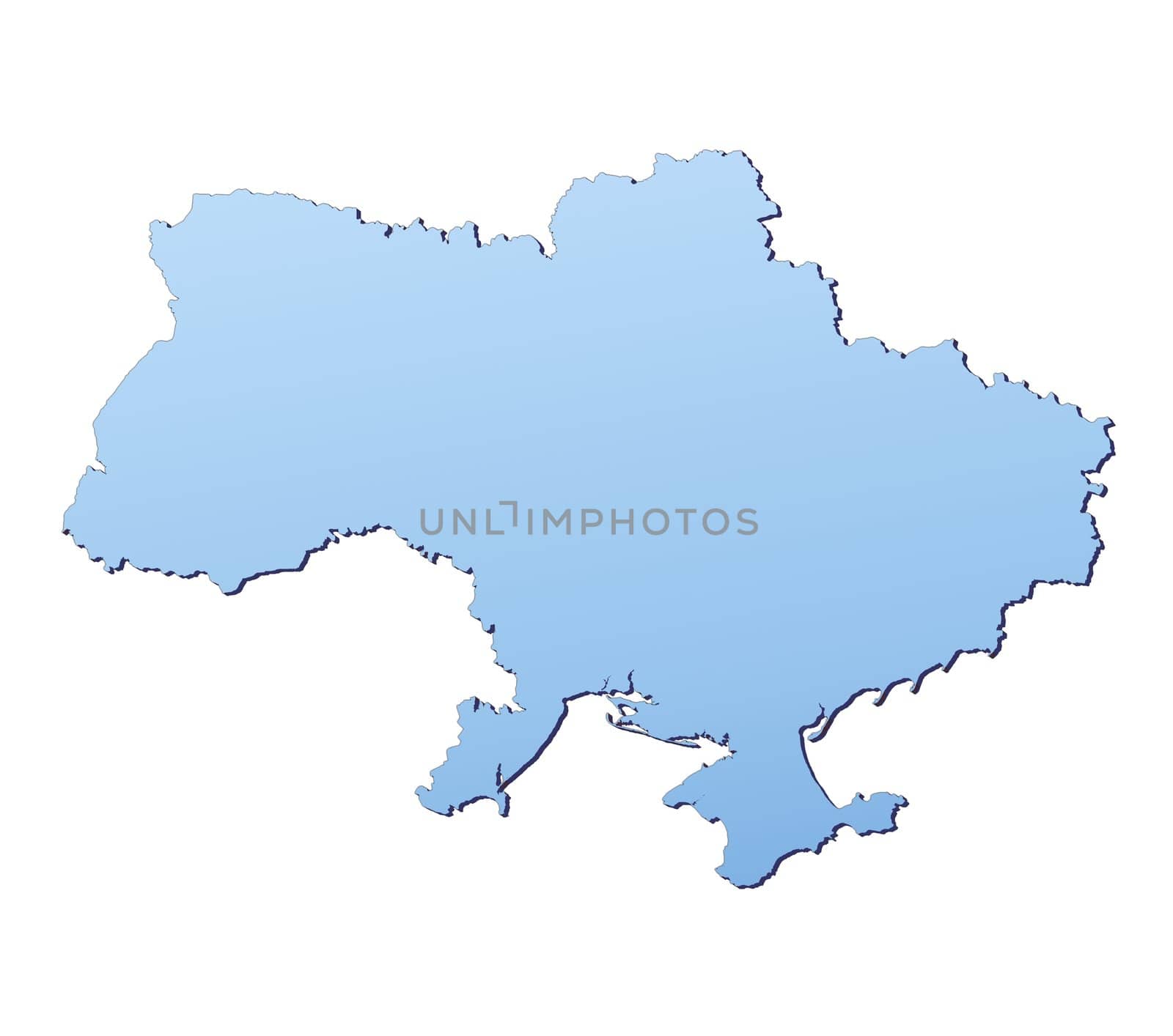 Ukraine map filled with light blue gradient. High resolution. Mercator projection.