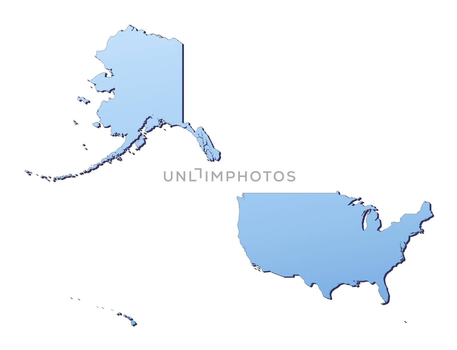 United States map filled with light blue gradient. High resolution. Mercator projection.