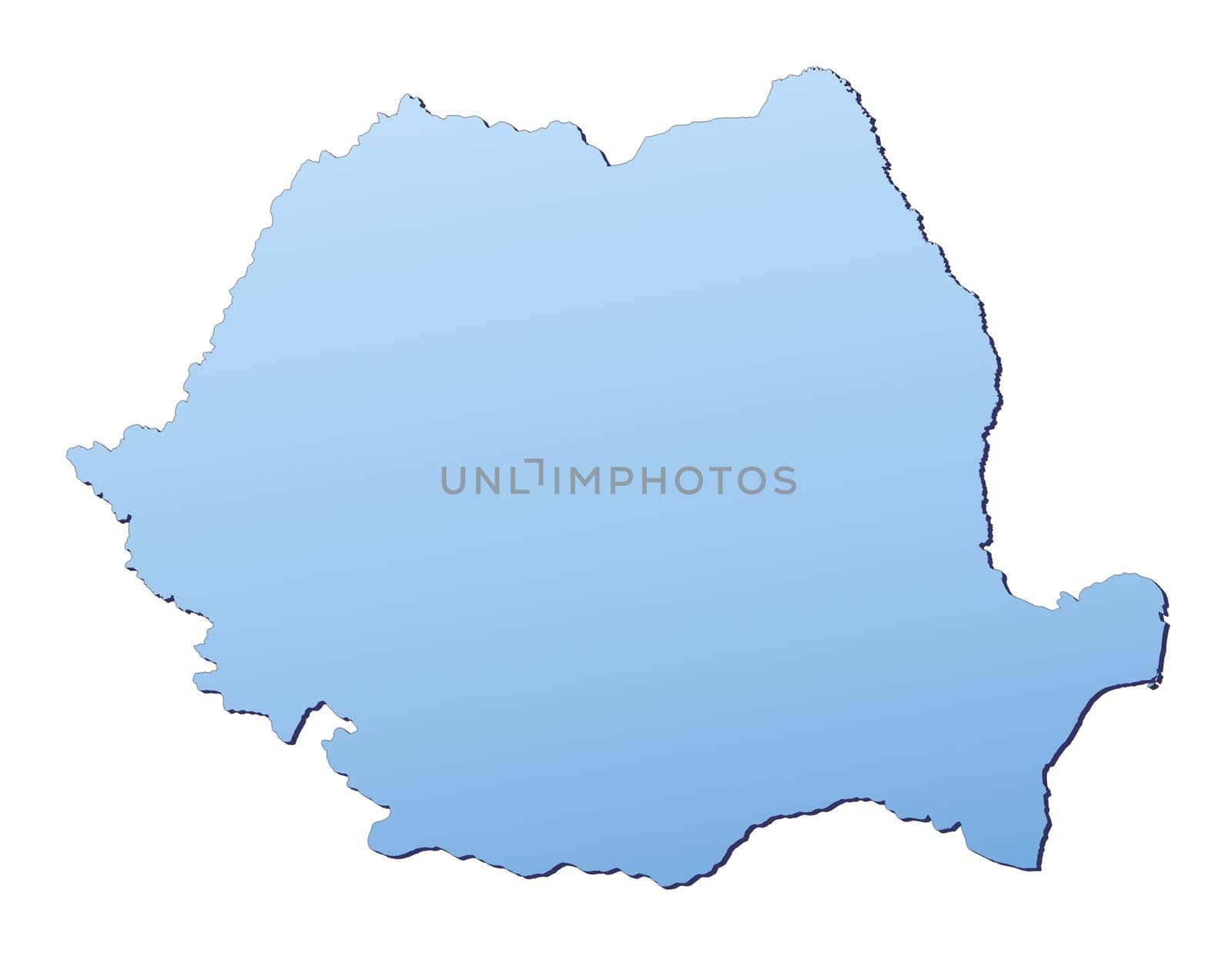 Romania map filled with light blue gradient. High resolution. Mercator projection.