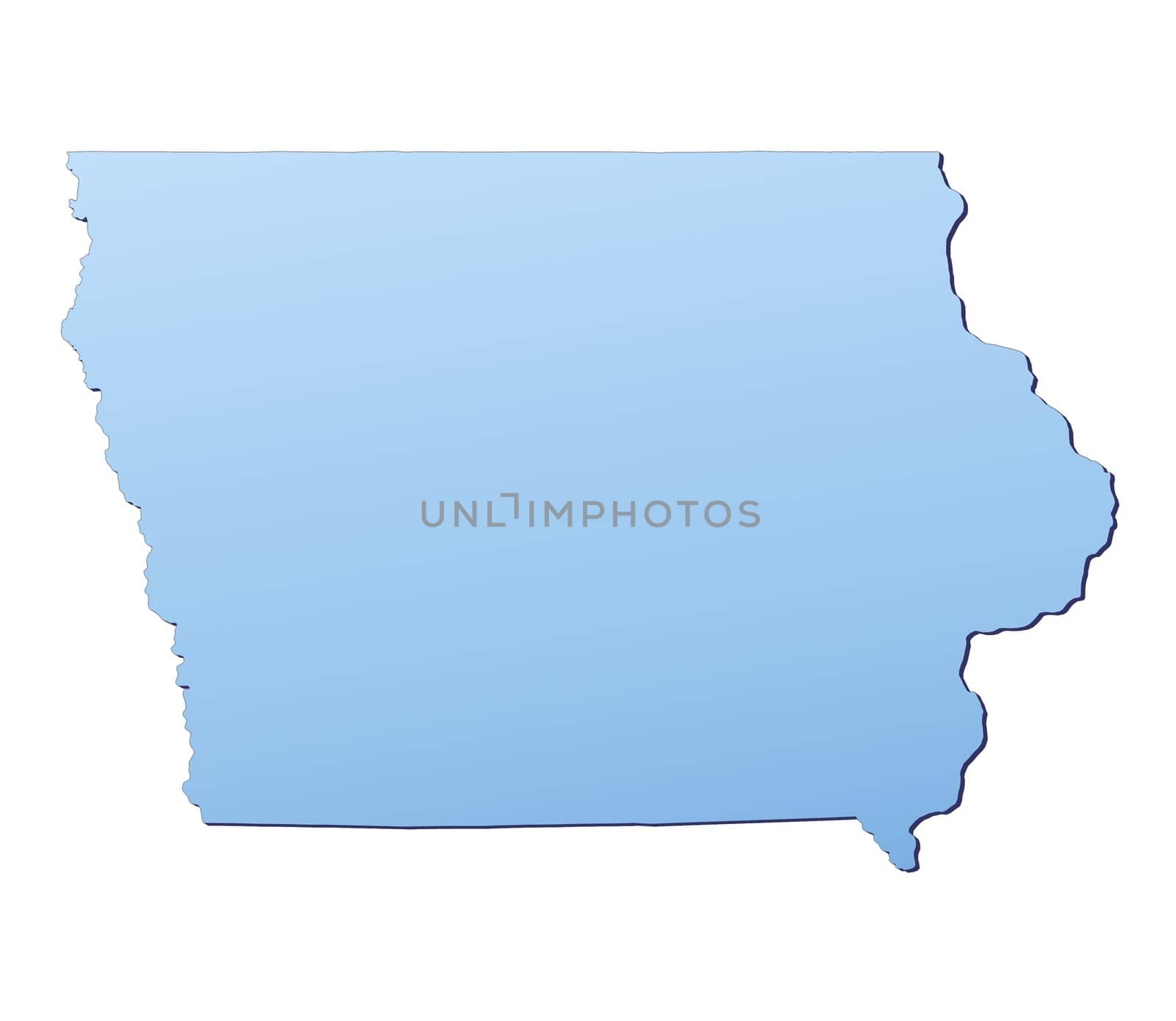 Iowa(USA) map filled with light blue gradient. High resolution. Mercator projection.