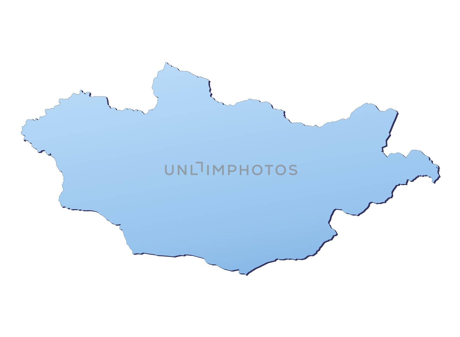 Mongolia map filled with light blue gradient. High resolution. Mercator projection.