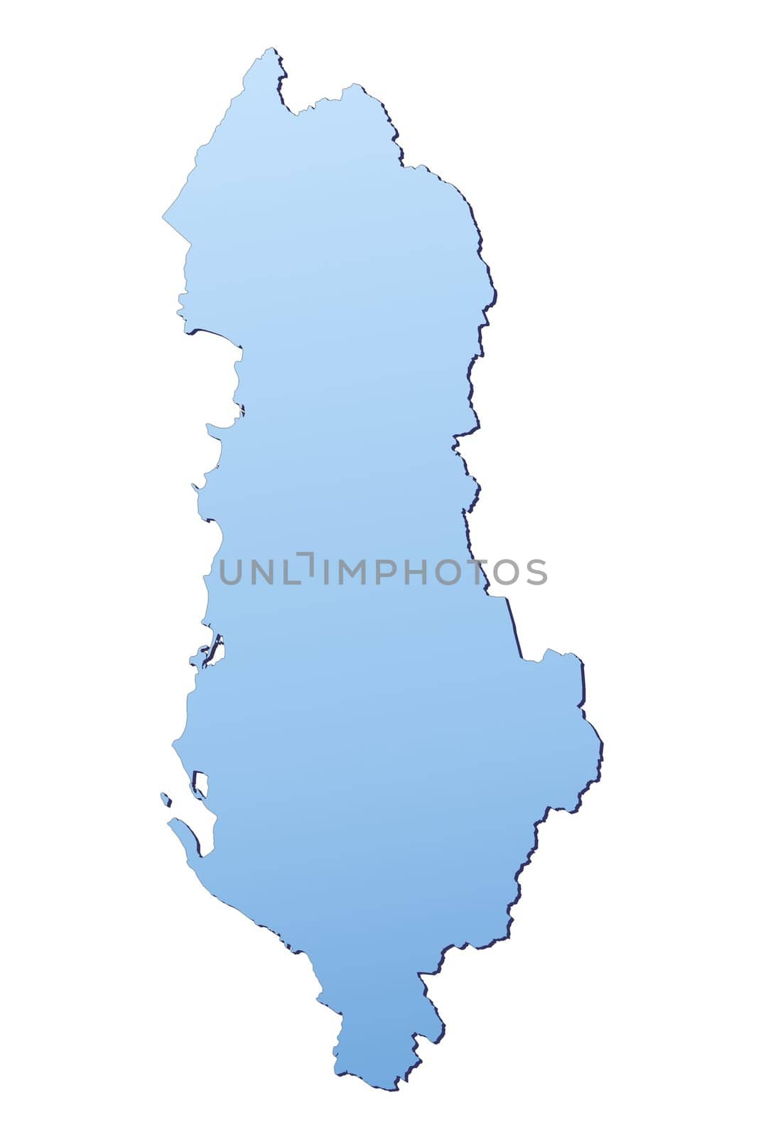 Albania map filled with light blue gradient. High resolution. Mercator projection.