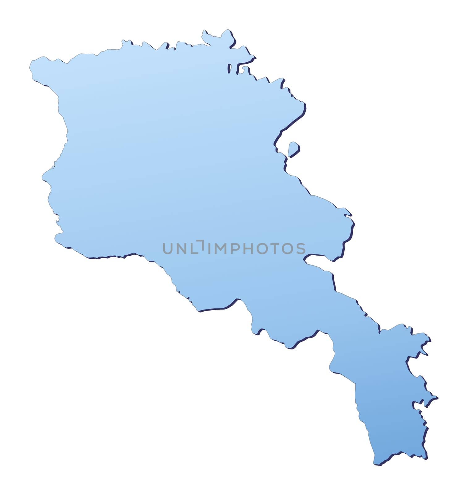 Armenia map filled with light blue gradient. High resolution. Mercator projection.