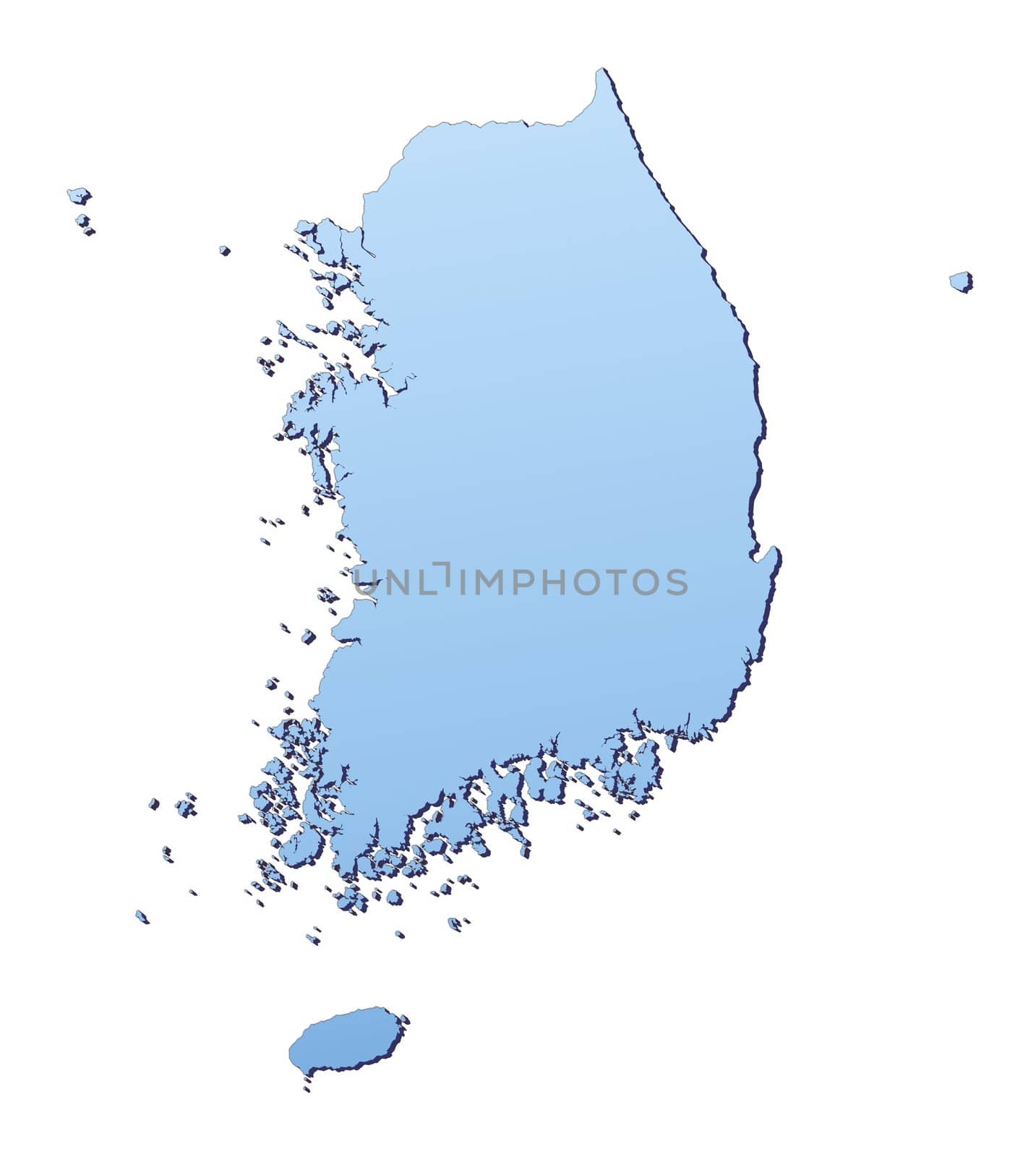 South Korea map filled with light blue gradient. High resolution. Mercator projection.