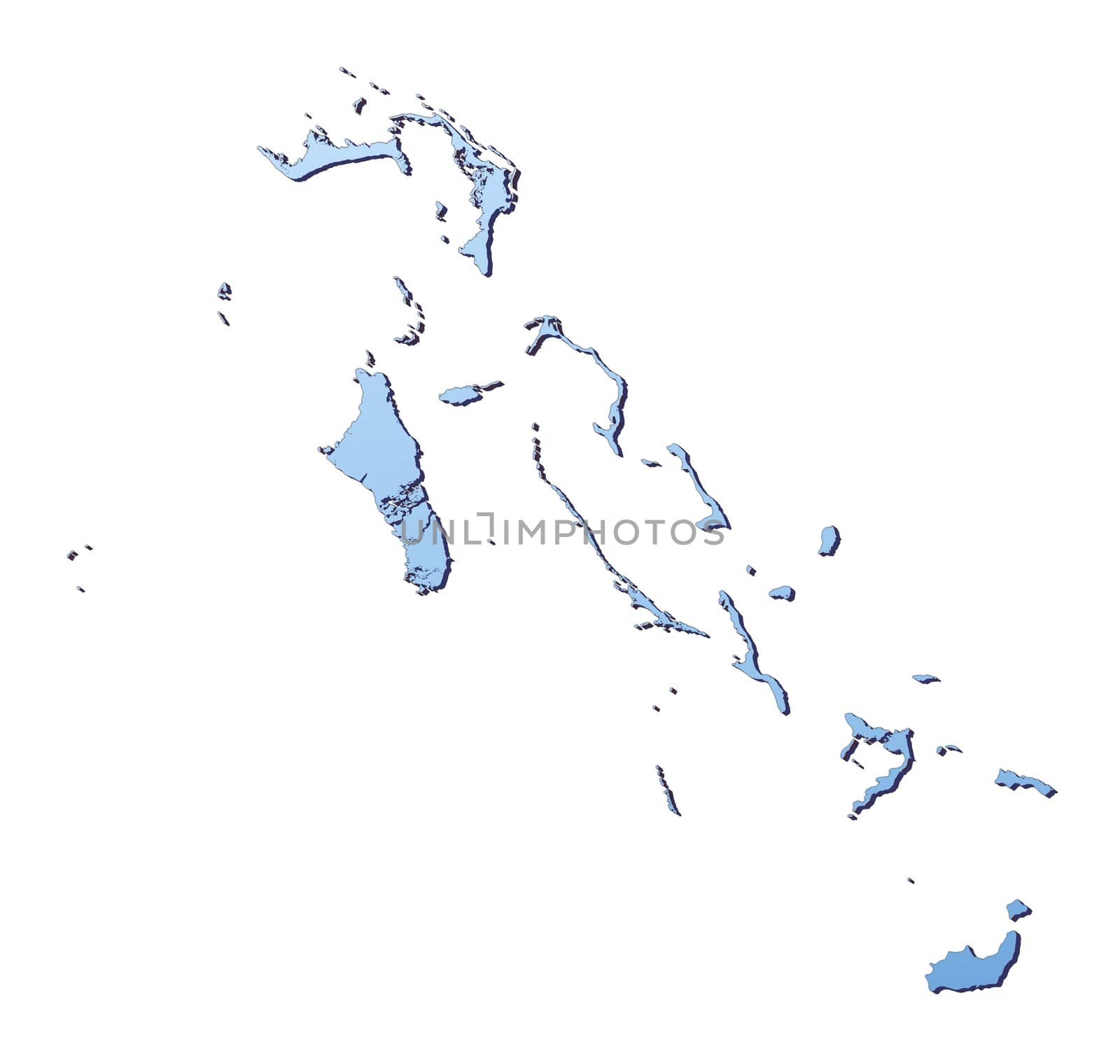 The Bahamas map filled with light blue gradient. High resolution. Mercator projection.