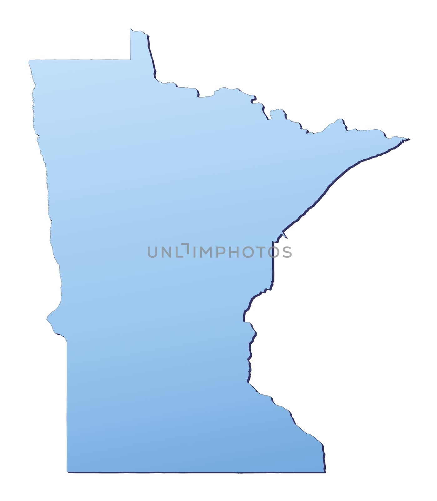 Minnesota(USA) map filled with light blue gradient. High resolution. Mercator projection.