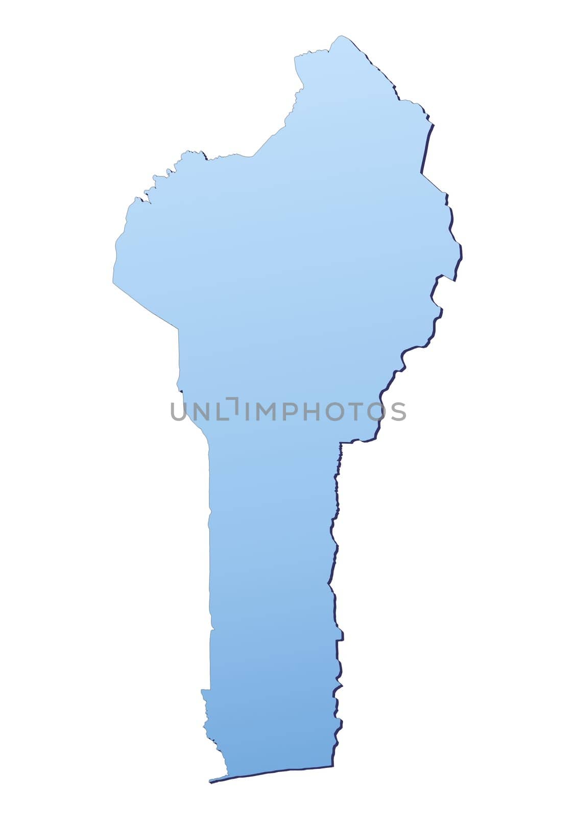 Benin map filled with light blue gradient. High resolution. Mercator projection.
