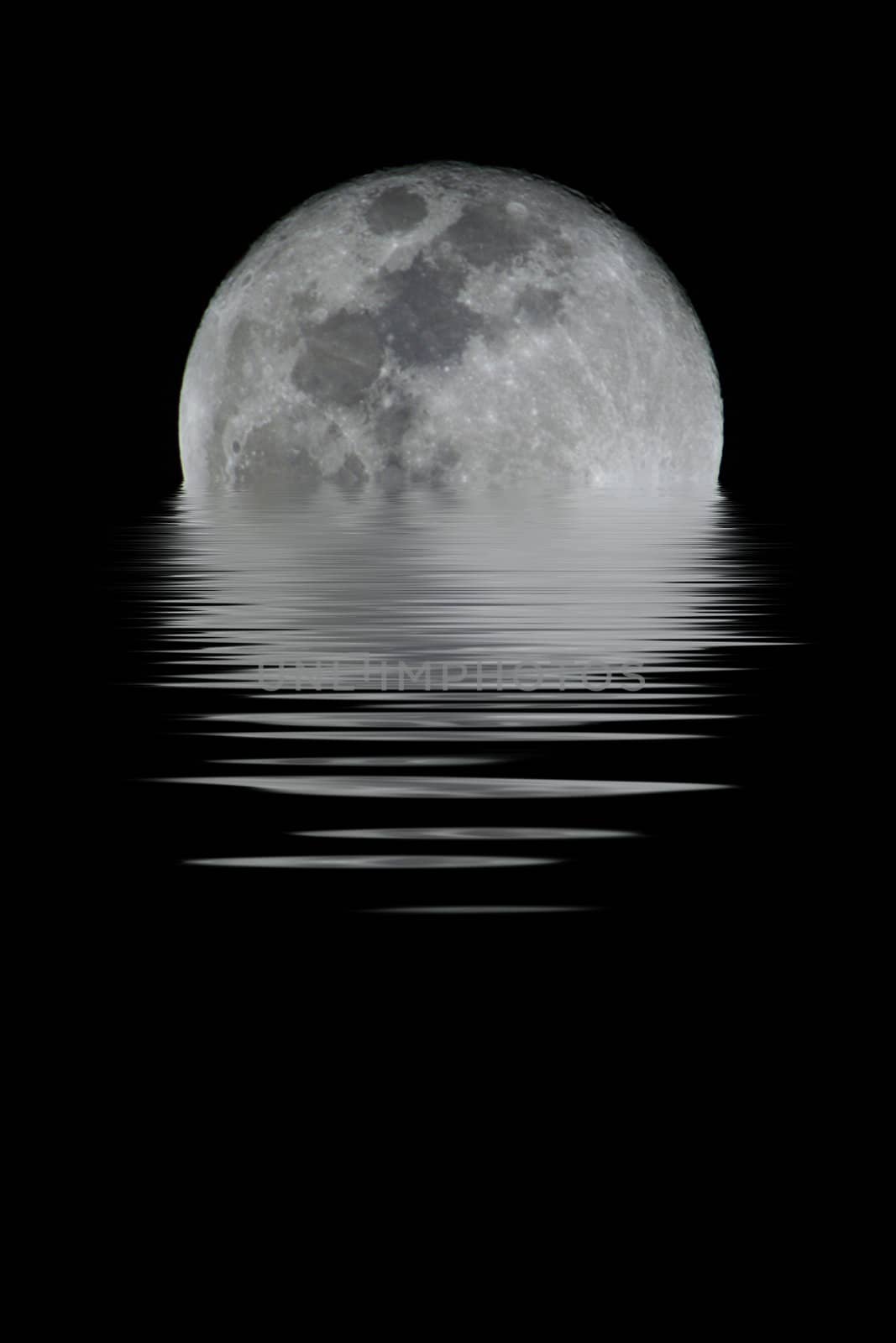 A detailed full moon. You can see all craters and details.

(with water reflection)