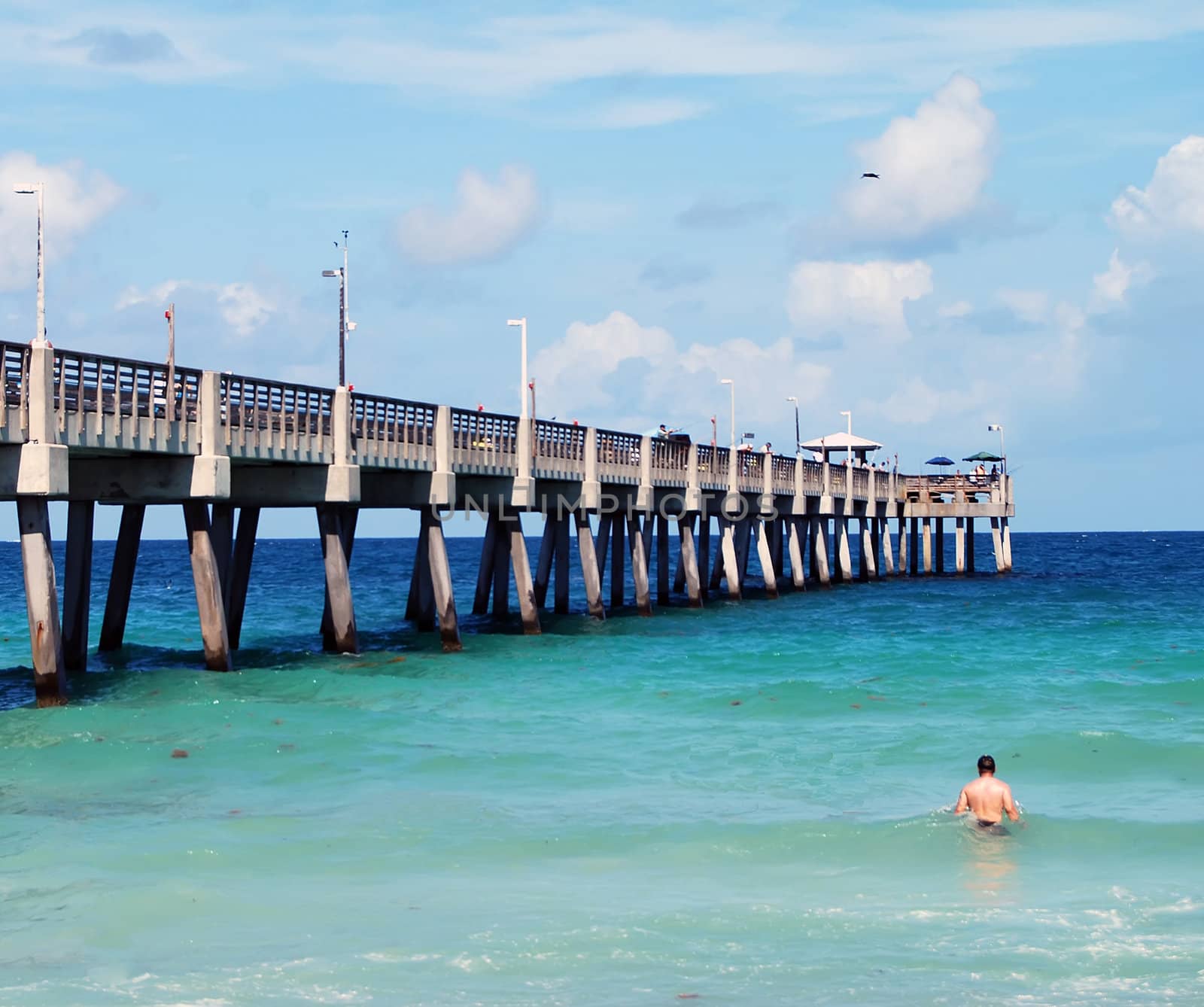 Fishing Pier on Dania Beach a popular venue for blue collar fishermen in southeast florida