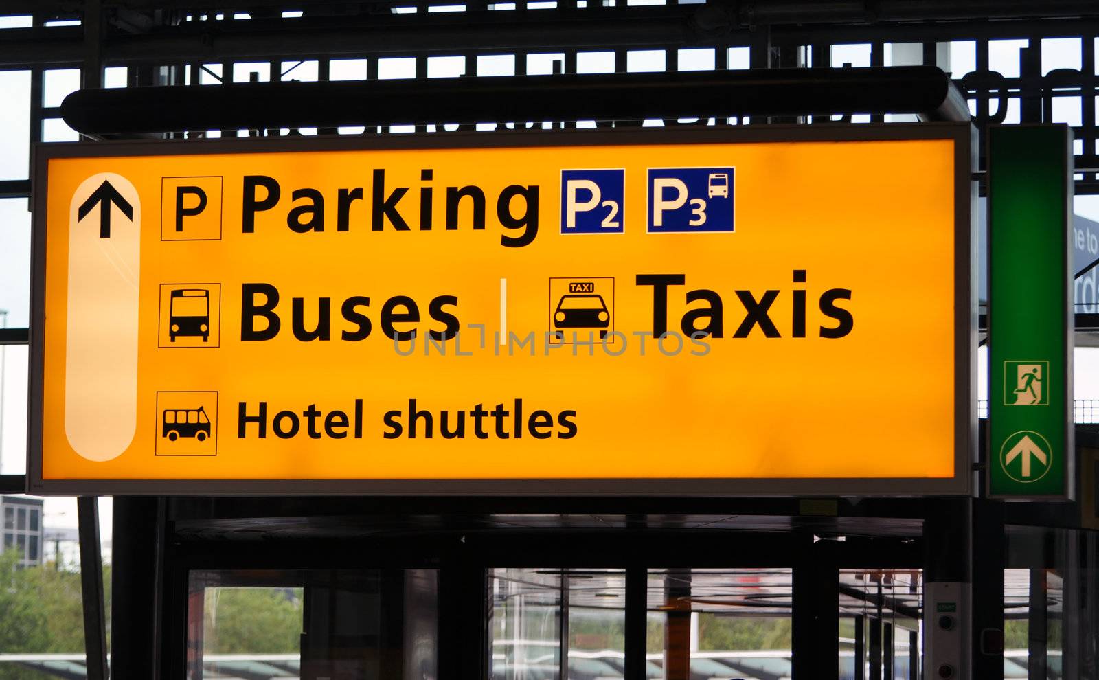 Terminal sign: train station at Amsterdam Schiphol International.