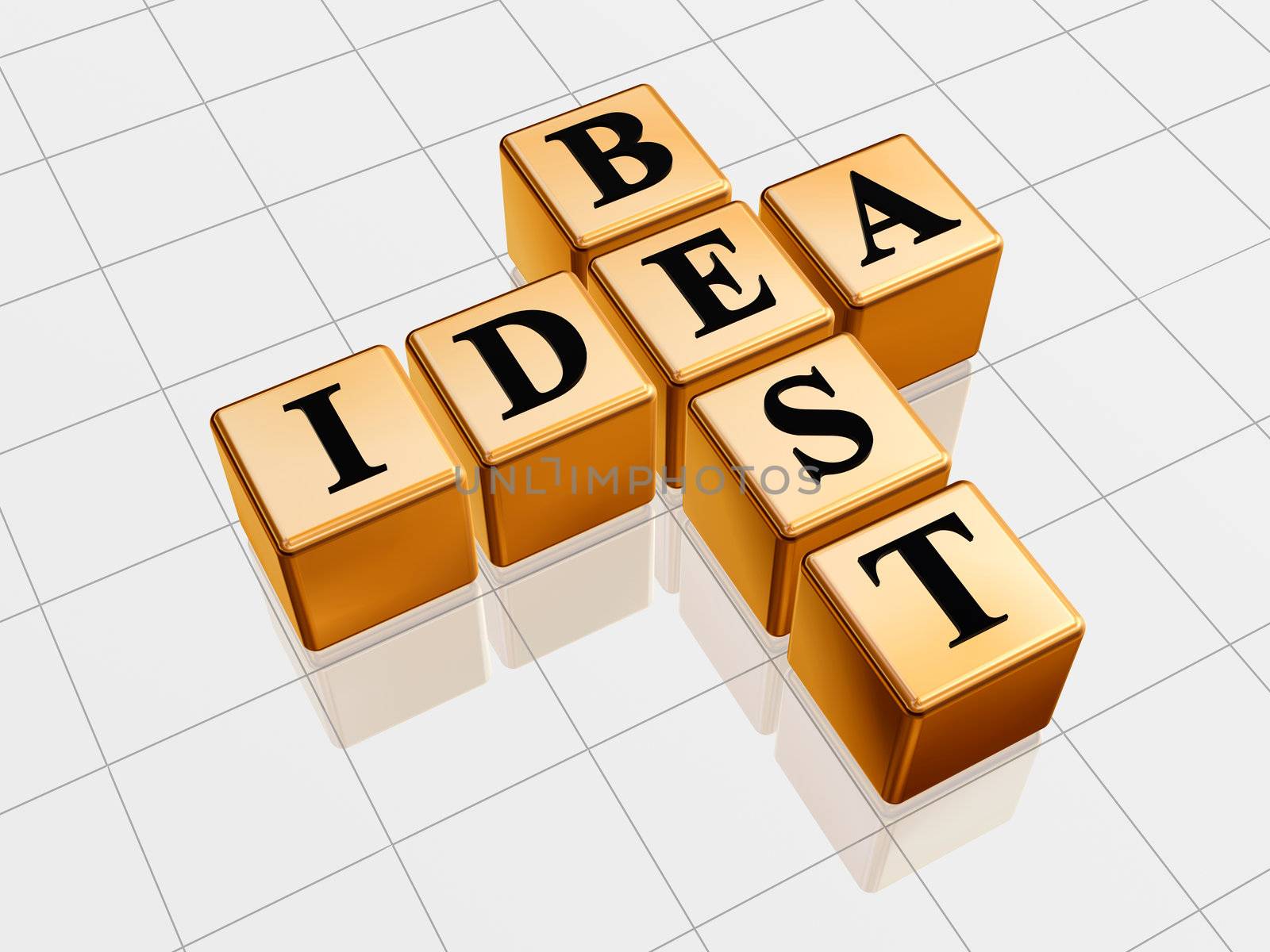 3d golden cubes with black letters like crossword with text - best idea