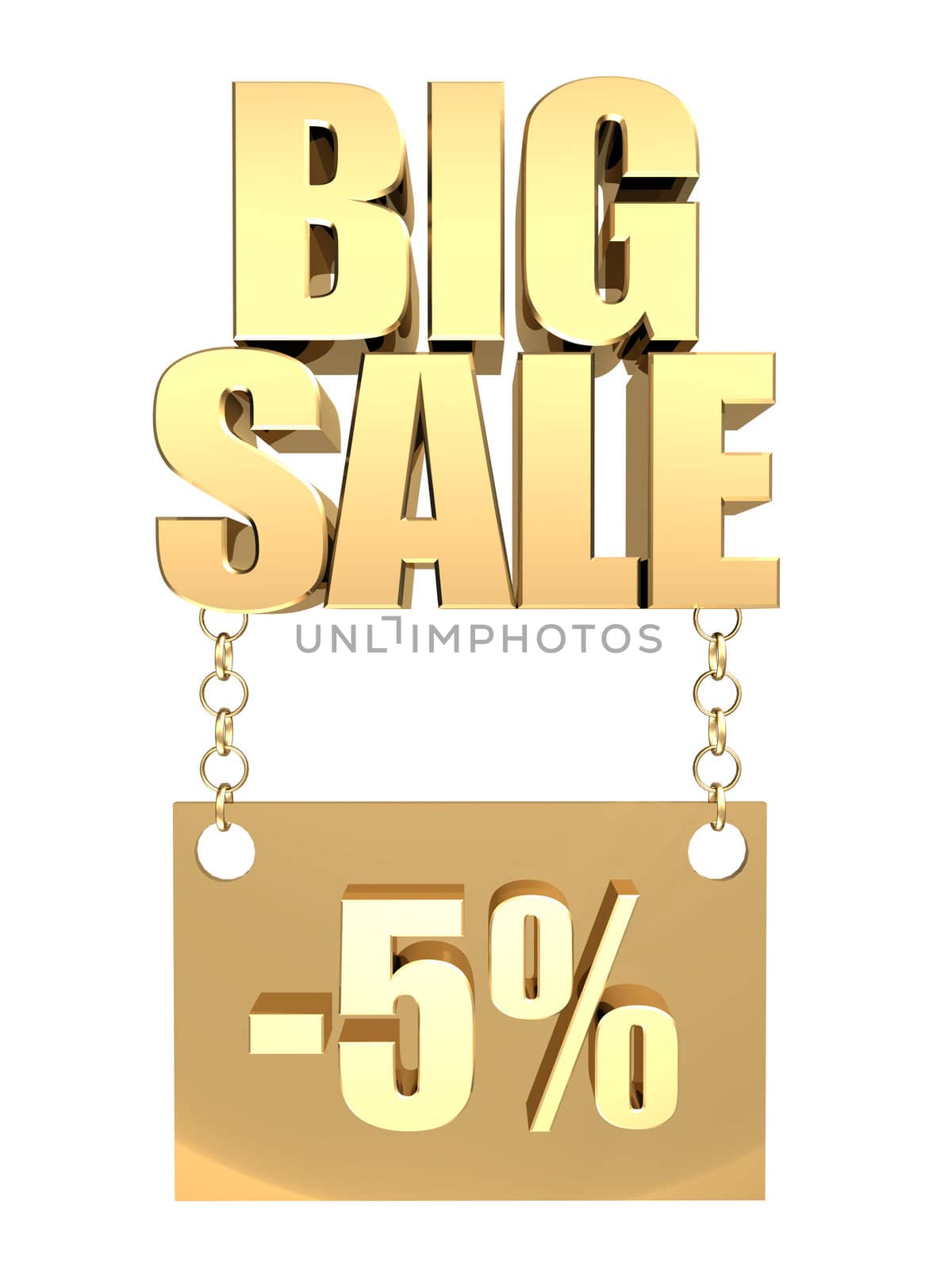 3D image of the text of a big sale, made of pure, beautiful gold