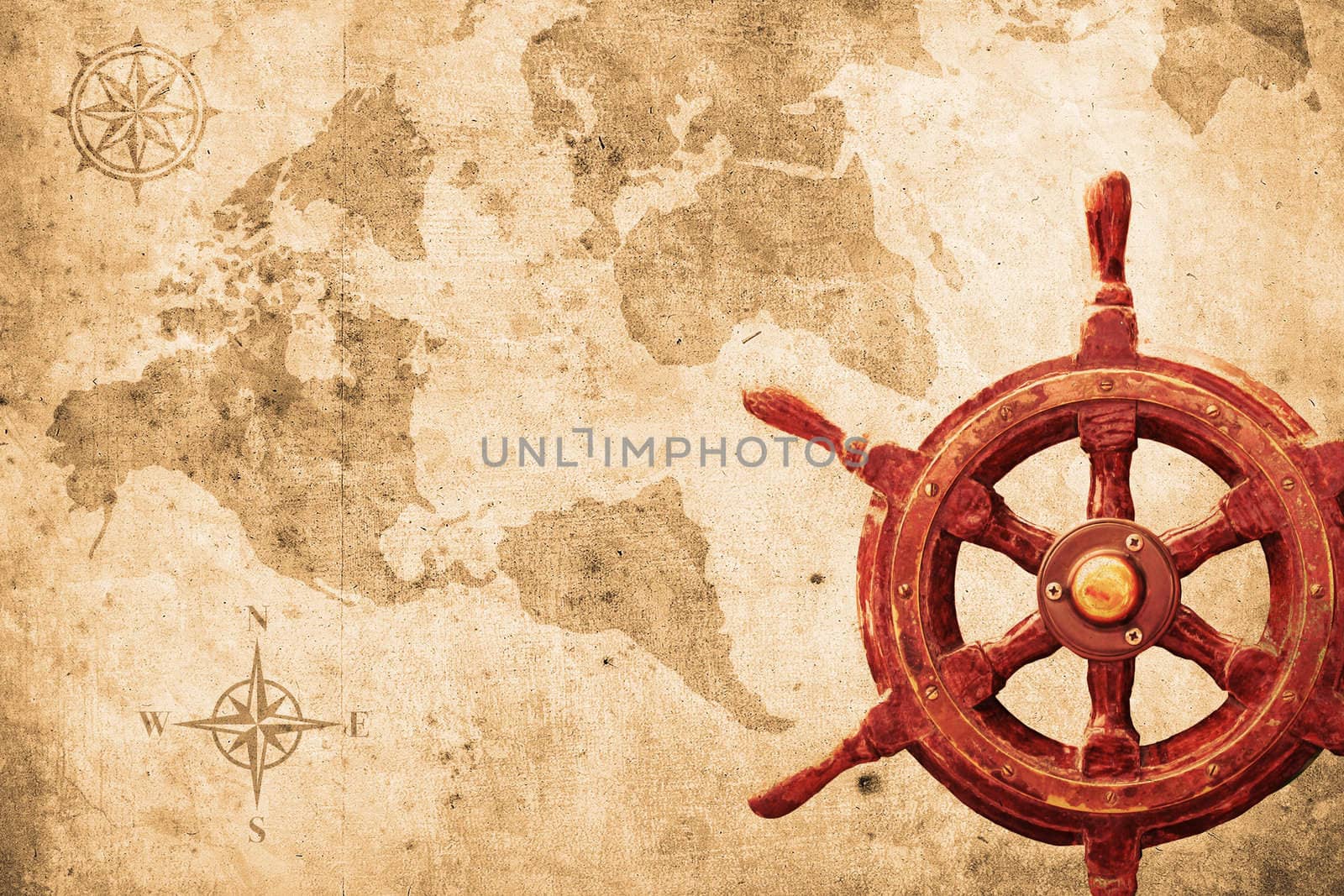 steering wheel with a navigator and lighthouse