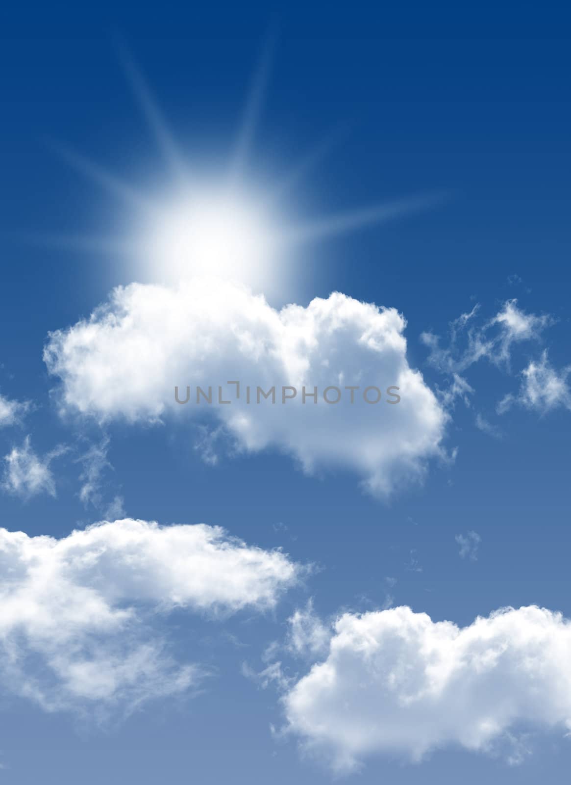 Photo of clouds and sun in the background of a beautiful blue sky