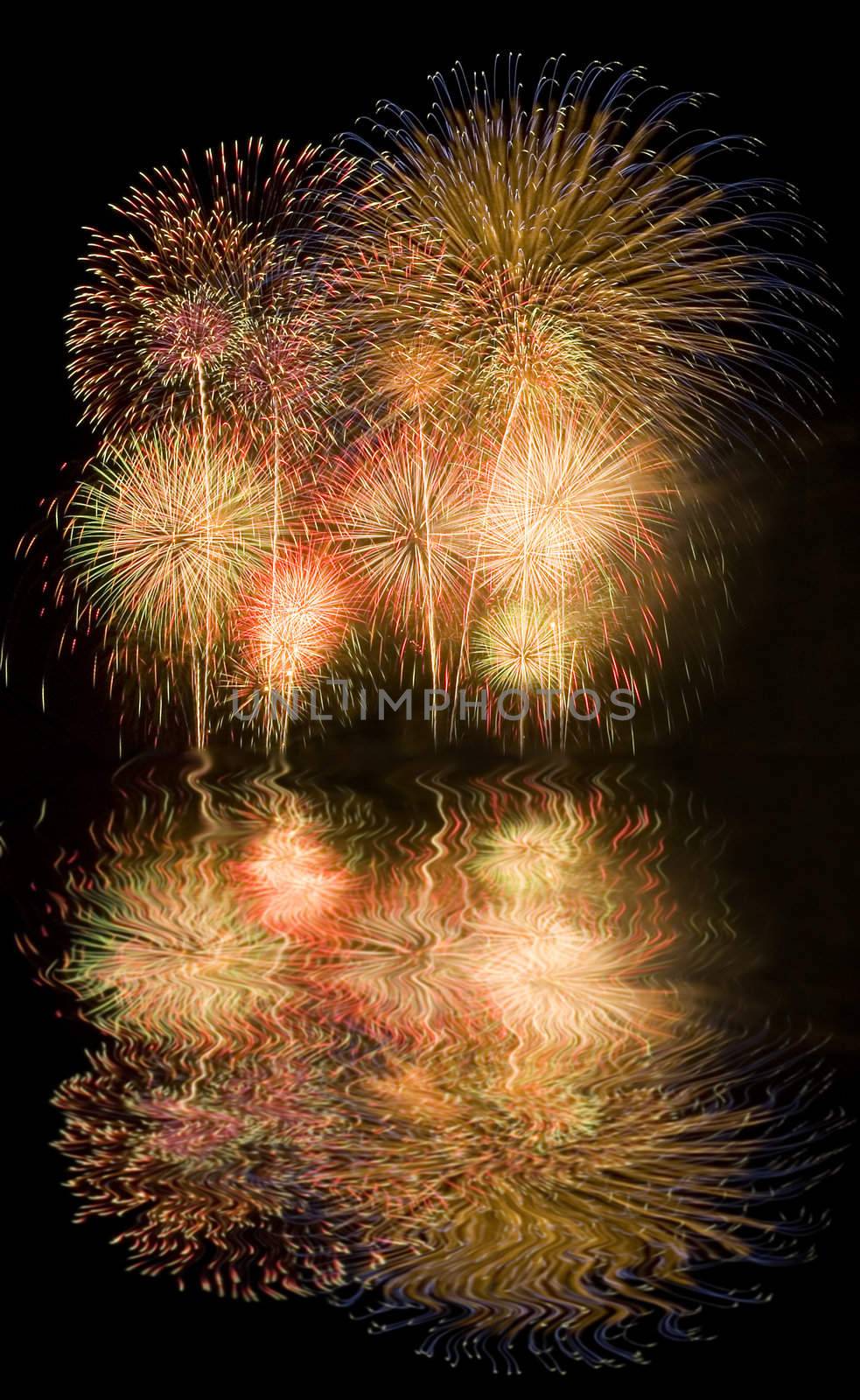 Fireworks with reflections 
