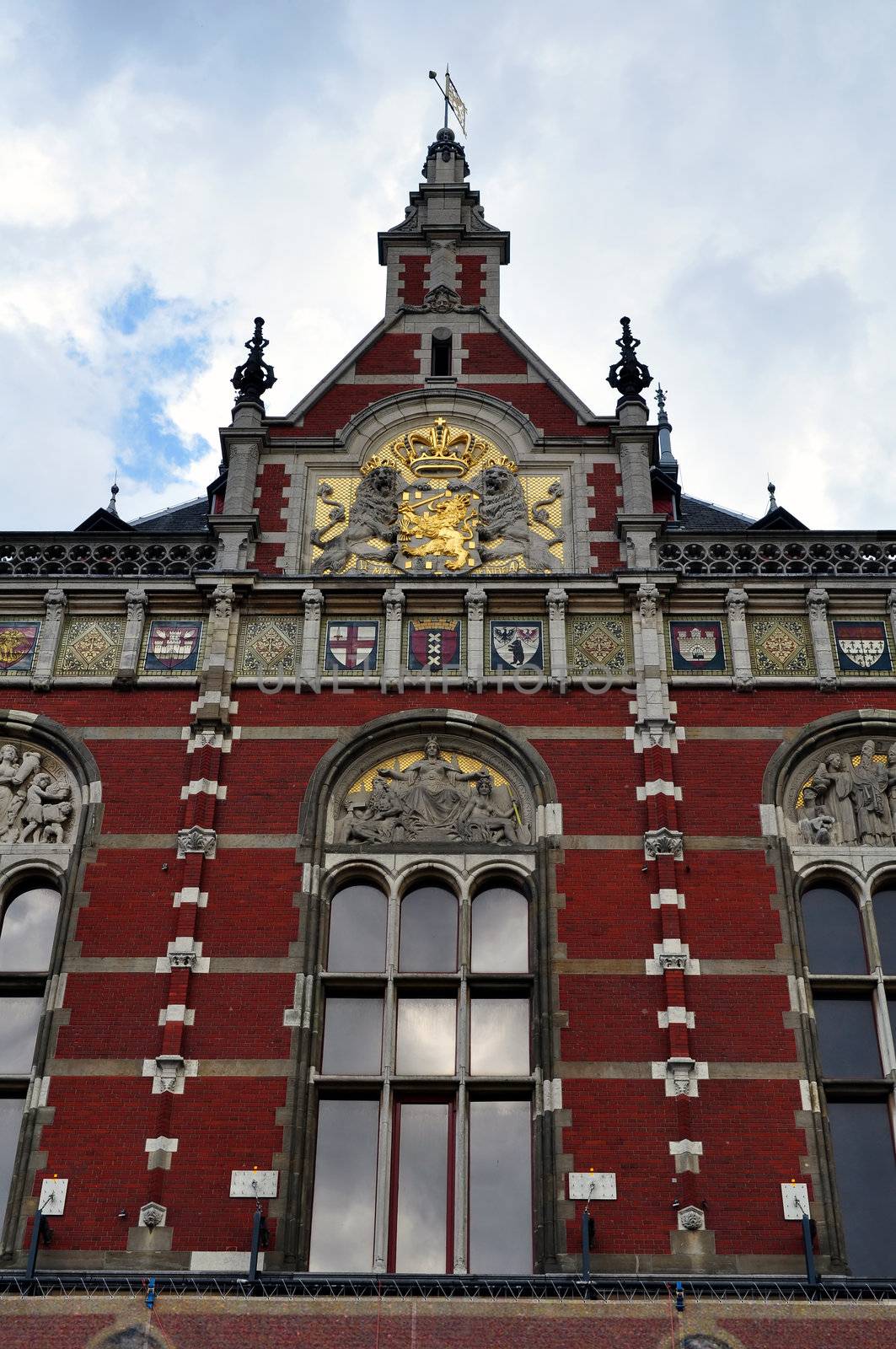 Train Central Station in the city of Amsterdam, Netherlands.