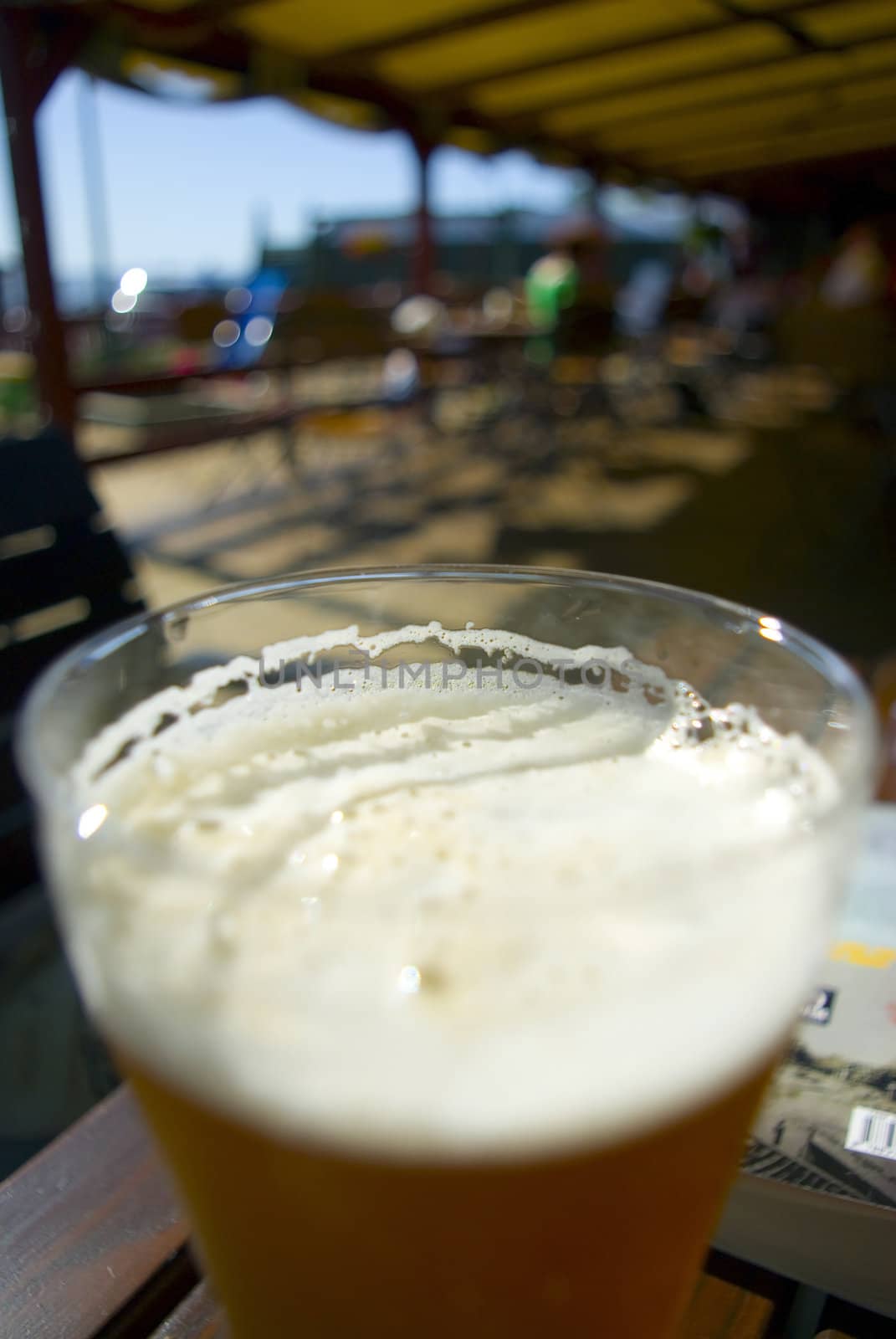 big close up of glass beer