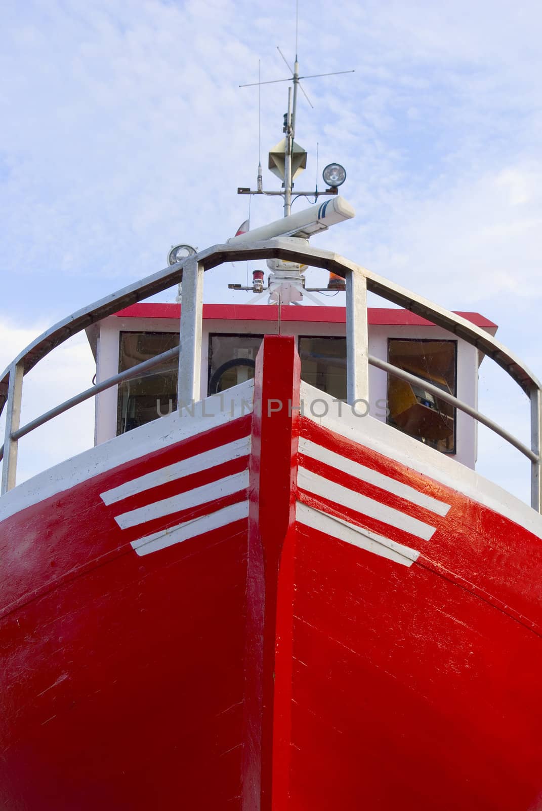 big close up of front fisher boat