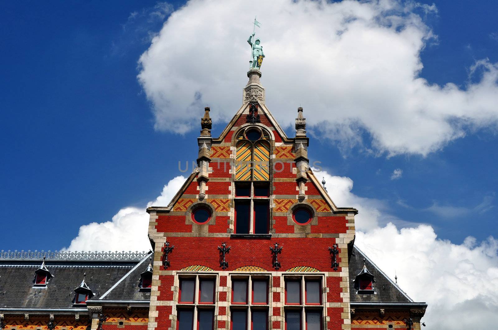 Train Central Station in the city of Amsterdam, Netherlands.