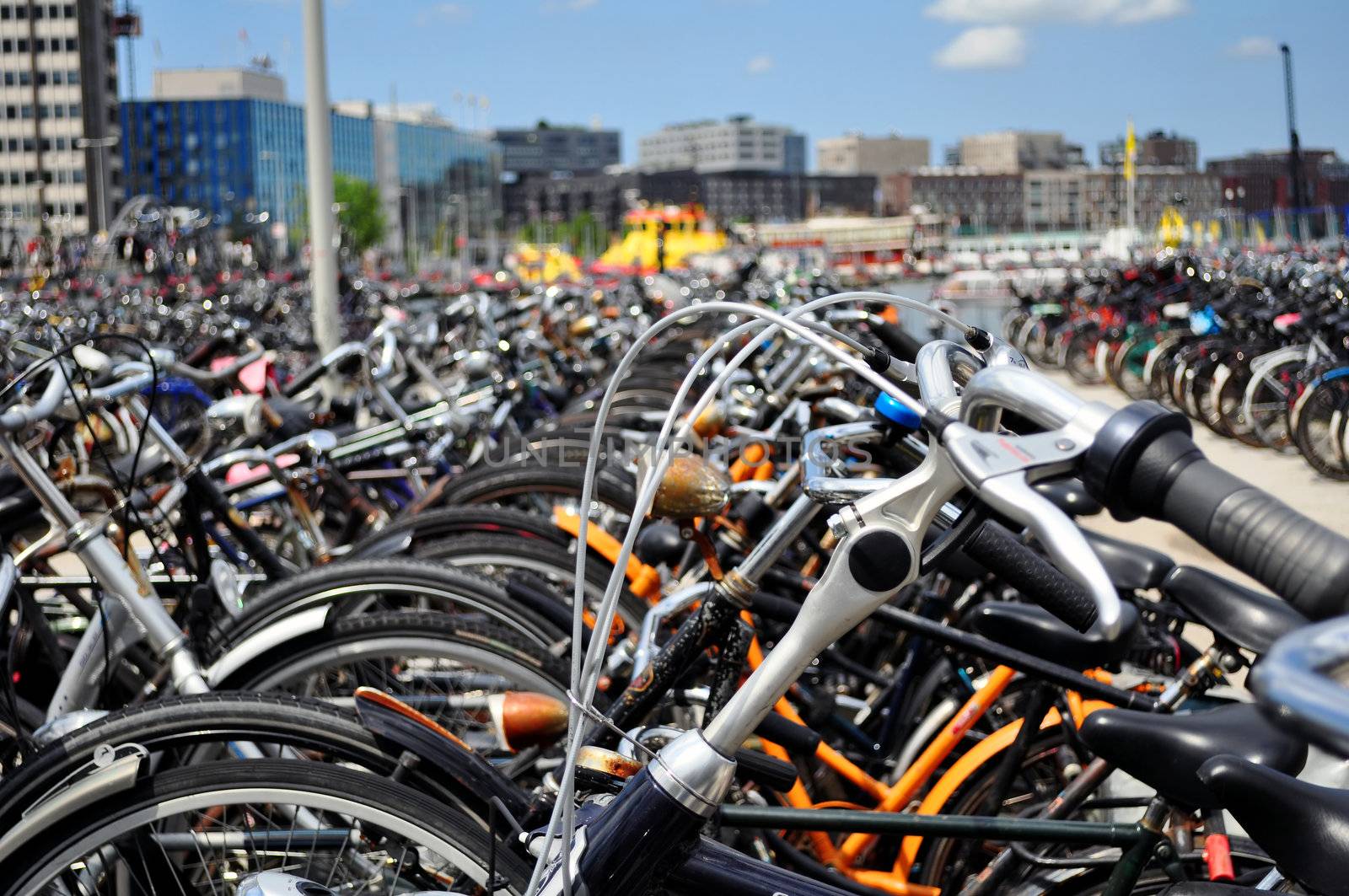 Bicycles, one of the most popular means of transportation in Amsterdam.