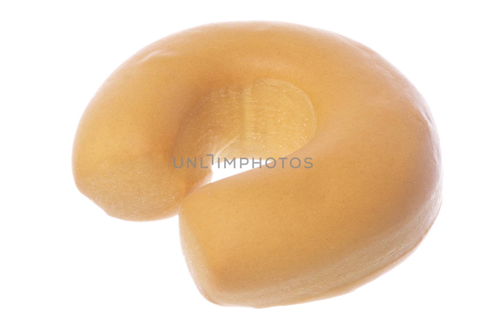 Isolated macro image of freshly baked doughnut shaped hard bread.