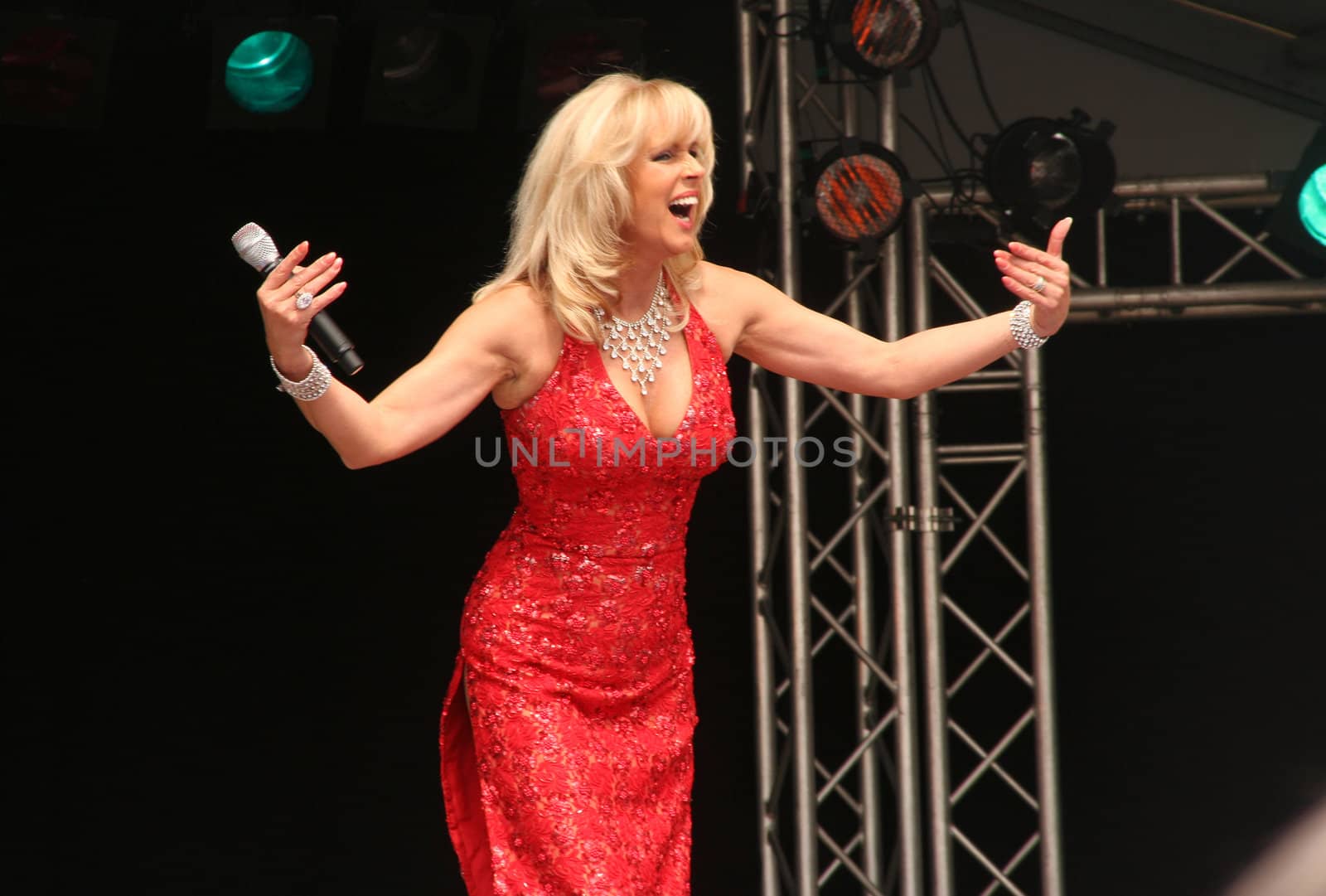 Female singer of Dutch Diva's at a show