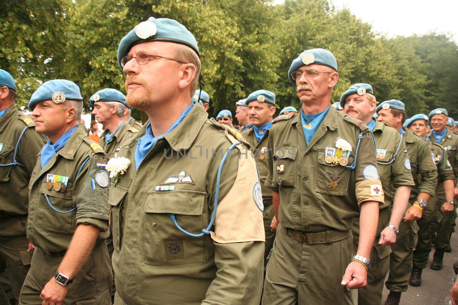 UN Peace Keeping veterans marching on Veterans Day in Holland