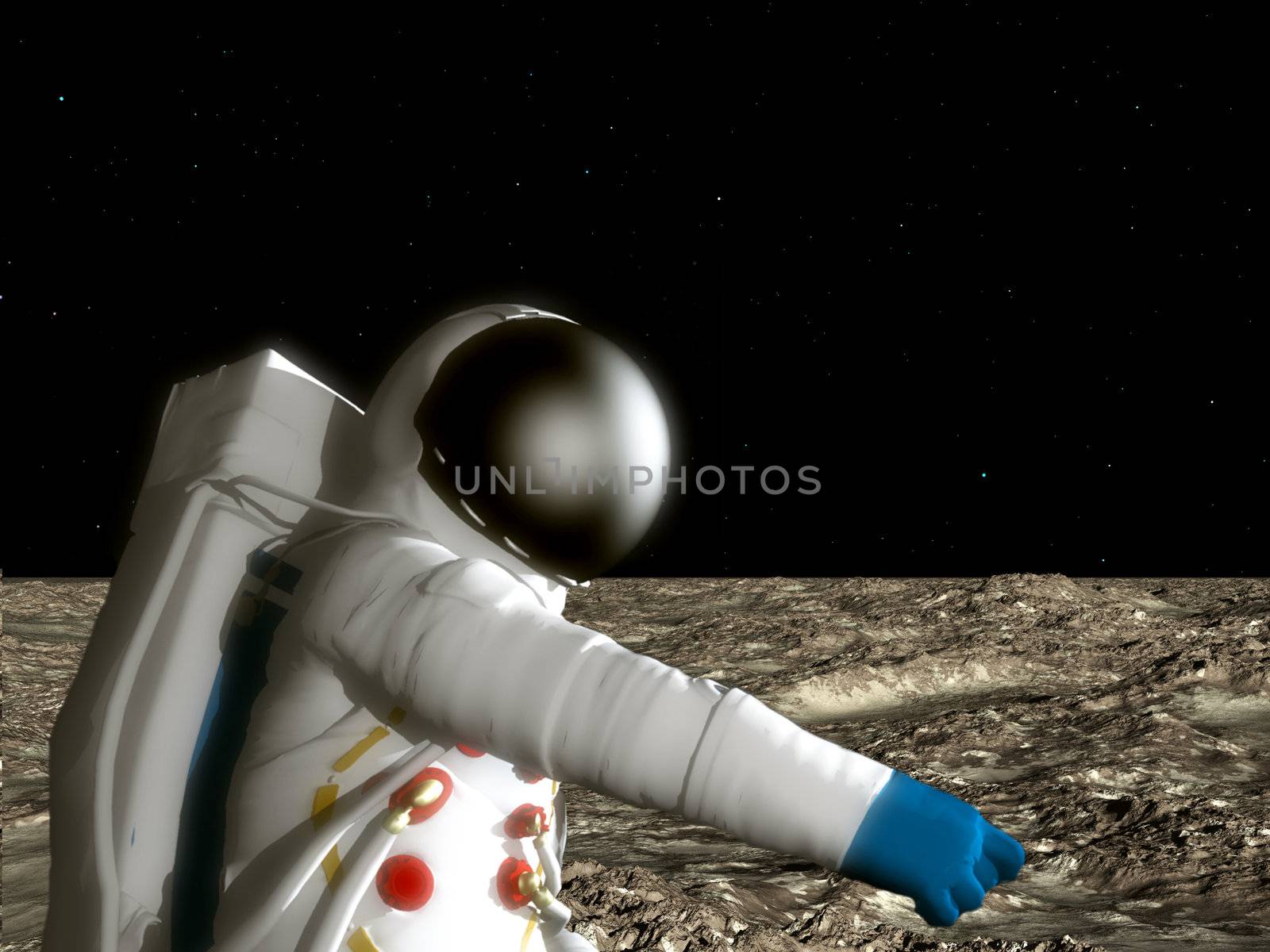  An astronaut on the surface of the moon.