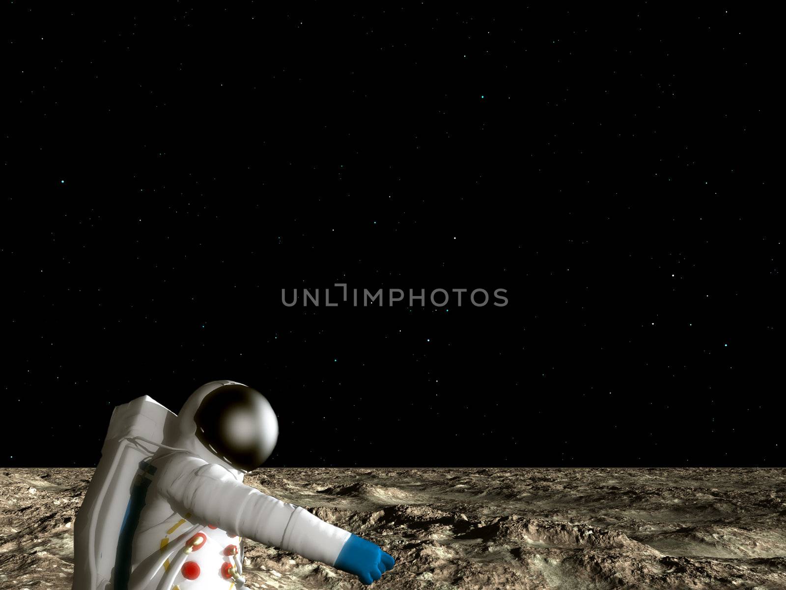 An astronaut on the surface of the moon.