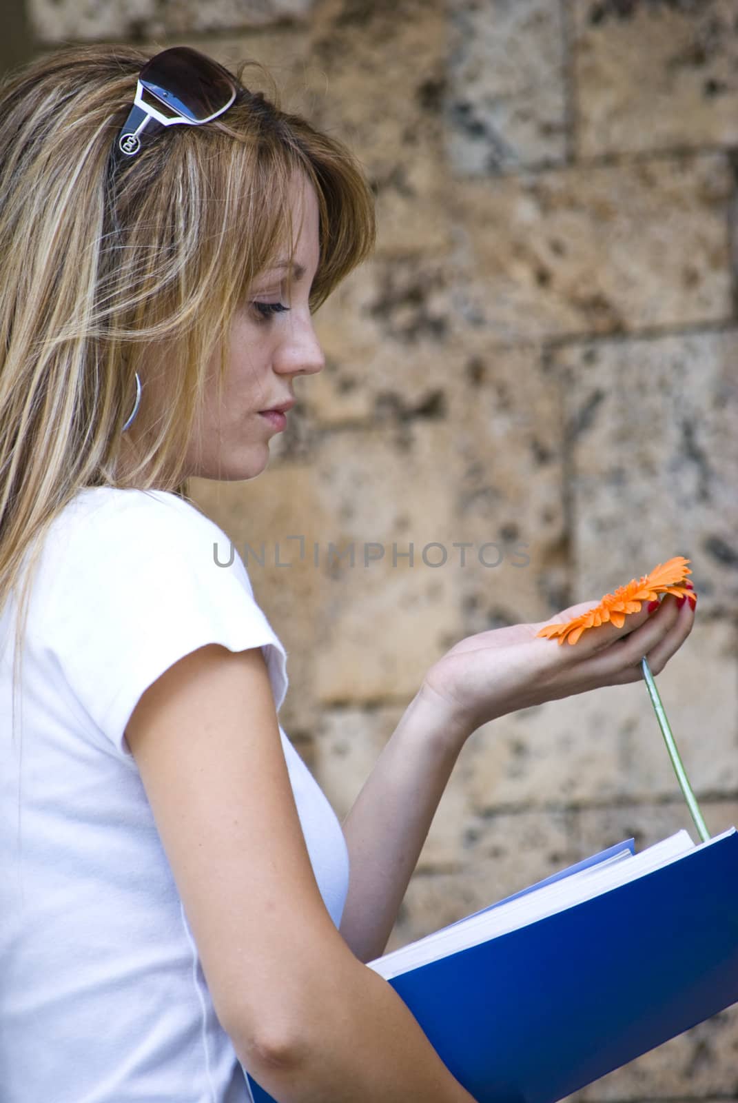 beautiful young woman with flower by Dessie_bg