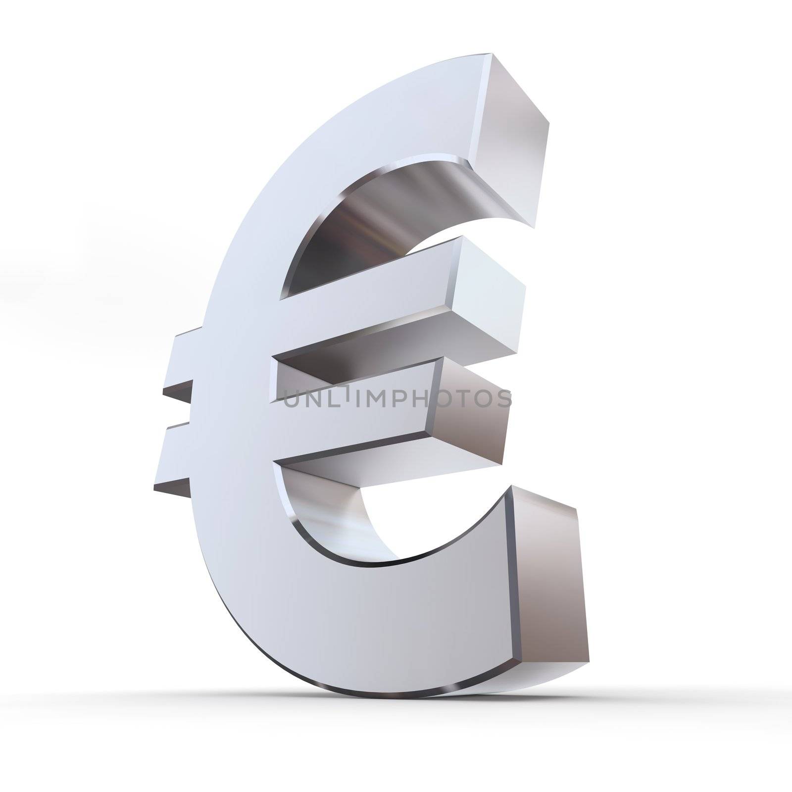 shiny euro symbol in a chrome and metal look