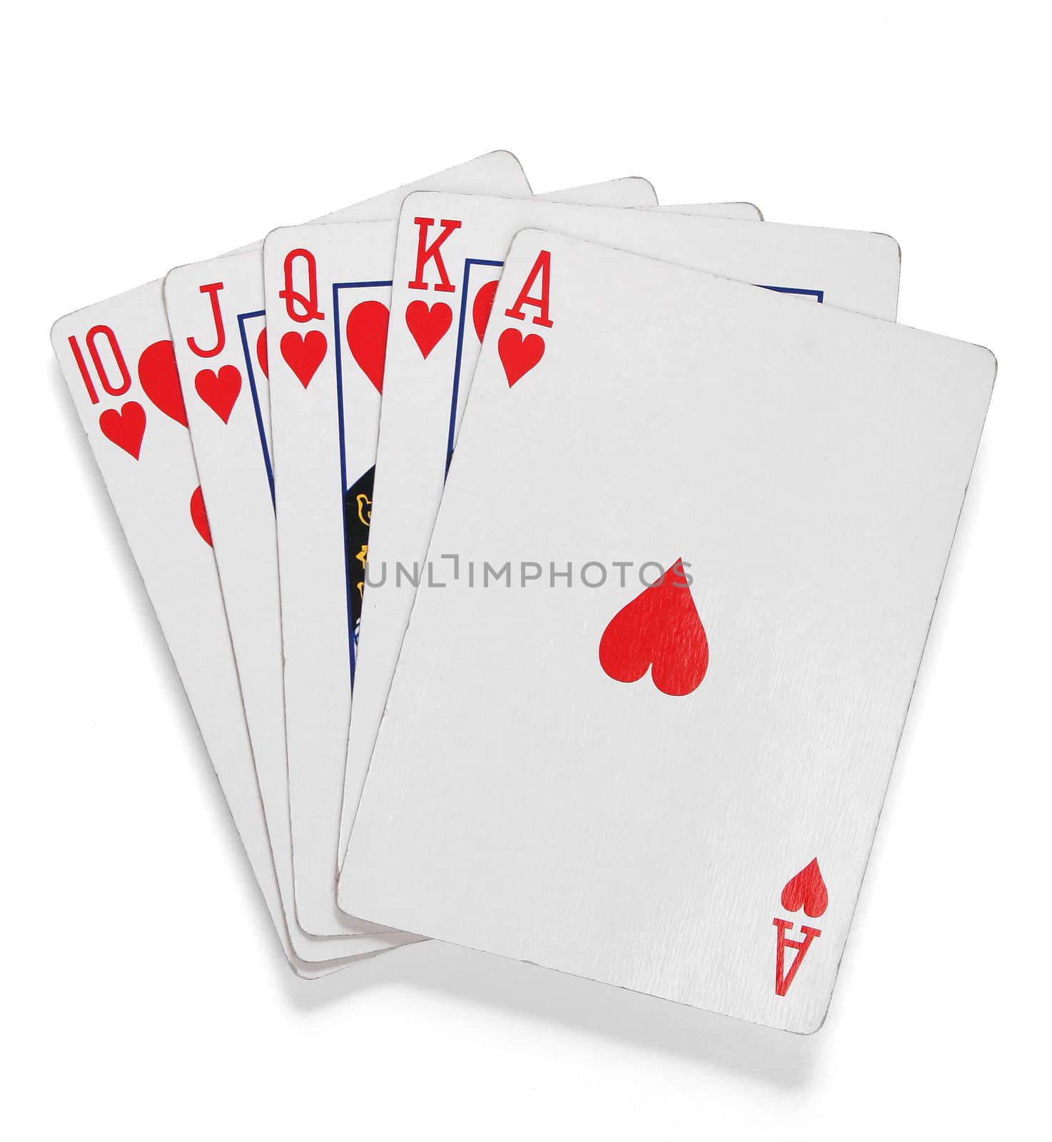 Royal Flush hand with clipping path