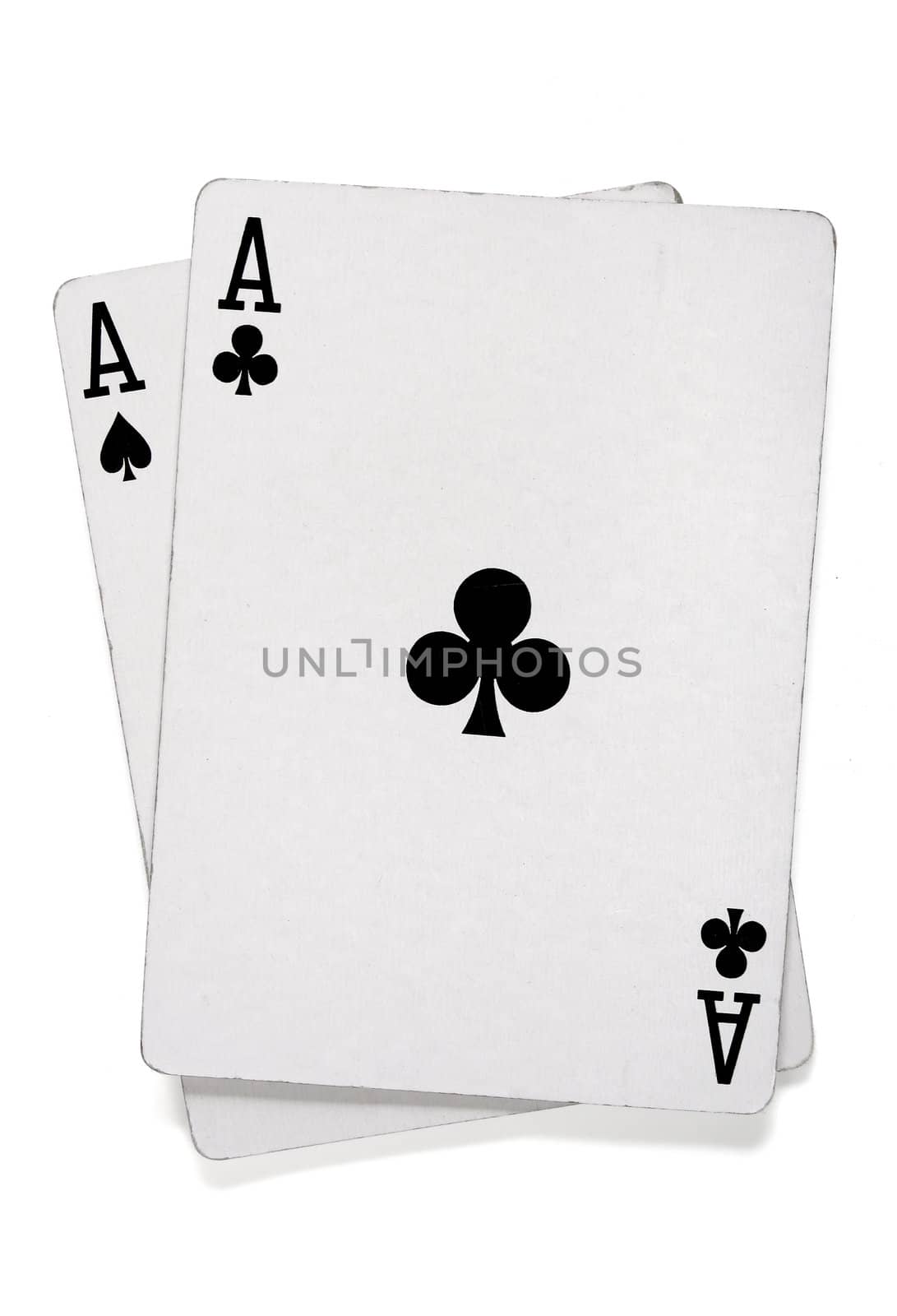 Pair of aces with poker cards with clipping path.