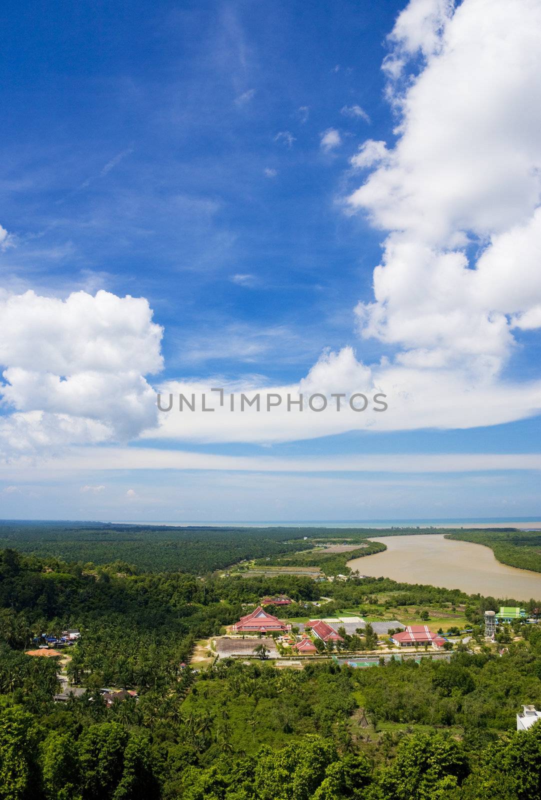 Image of Jugra River and Starits of Malacca as seen from Jugra Hill, Selangor, Malaysia.