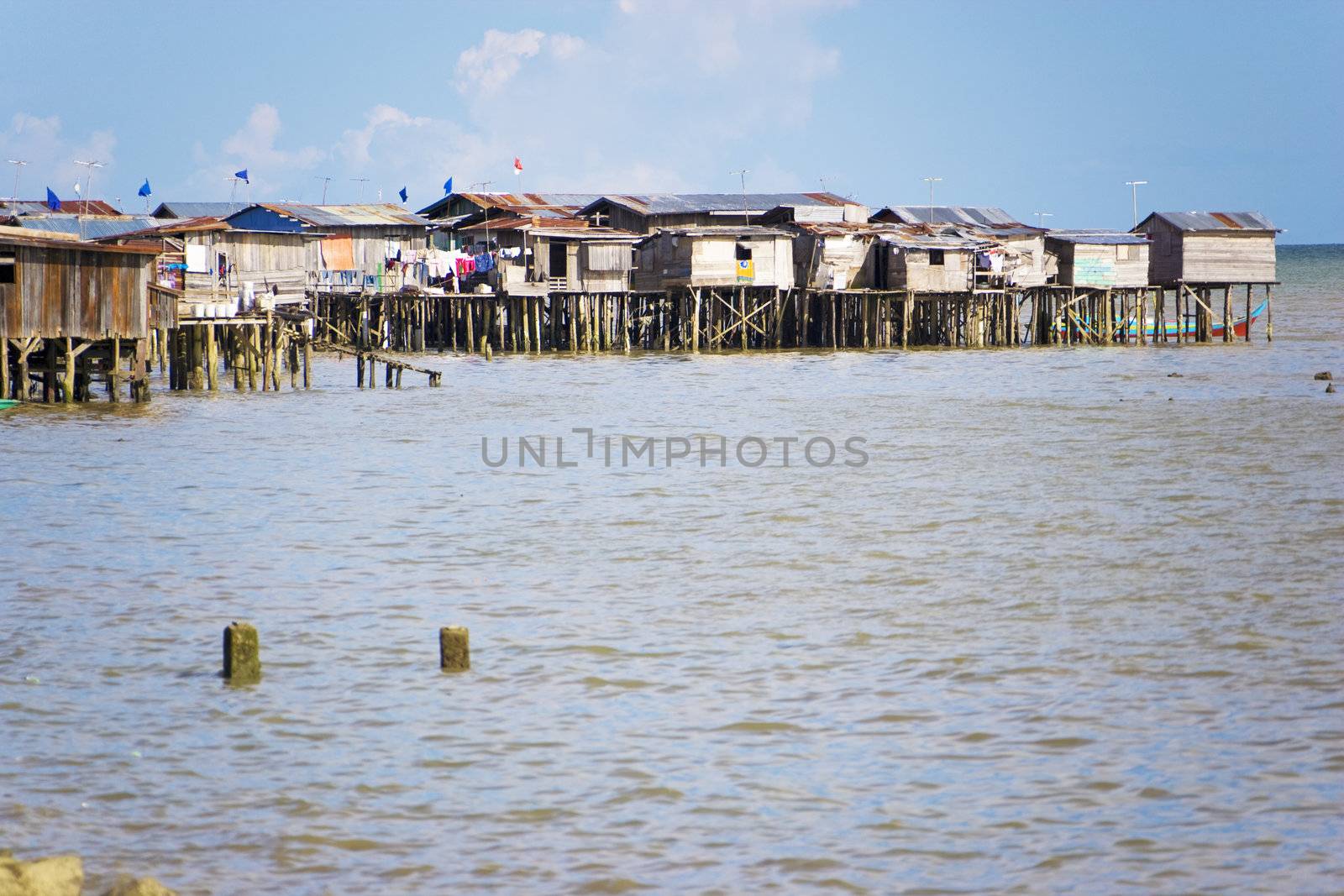 Image of coastal slums located at Tawau, Malaysia.