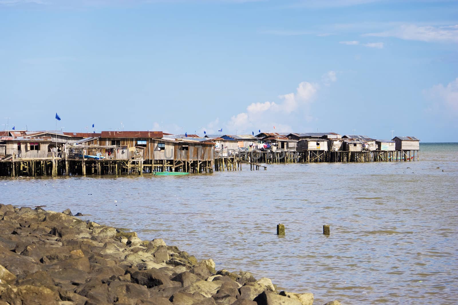 Image of coastal slums located at Tawau, Malaysia.