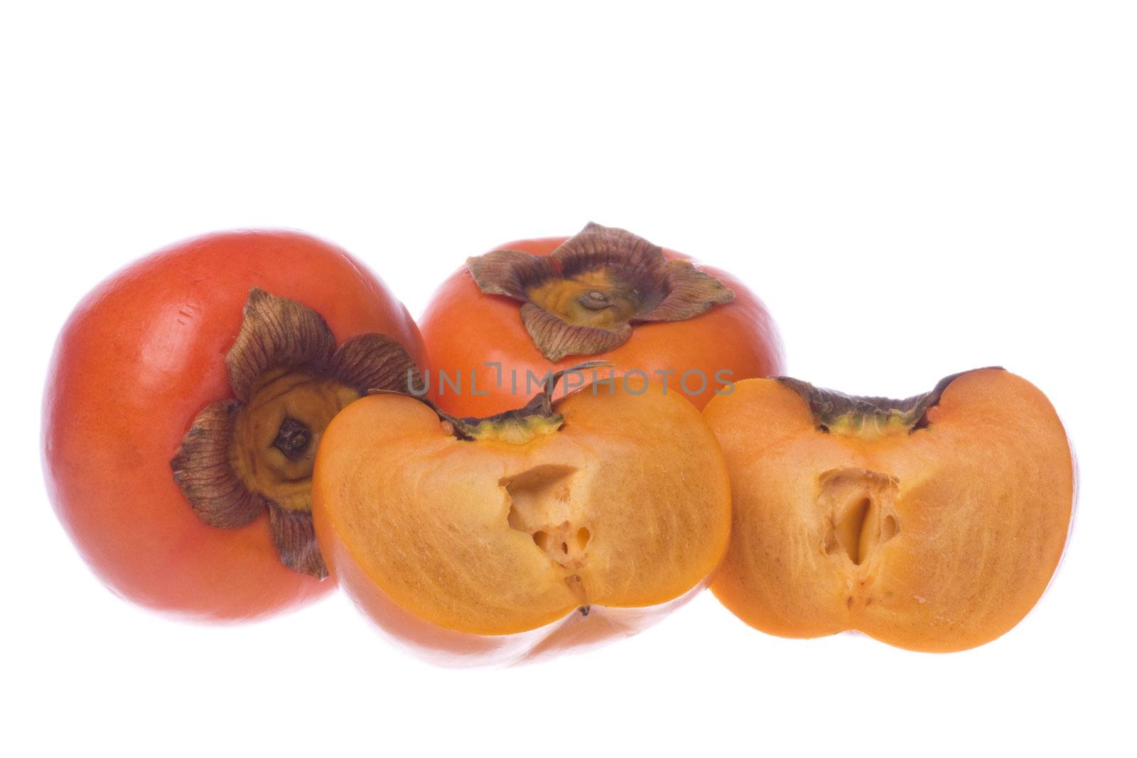 Isolated image of fresh persimmons.